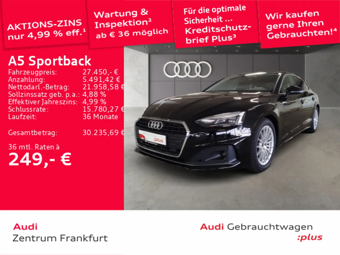 Audi A5 35 TFSI S tronic Navi Tempomat DAB Schwarz - 1