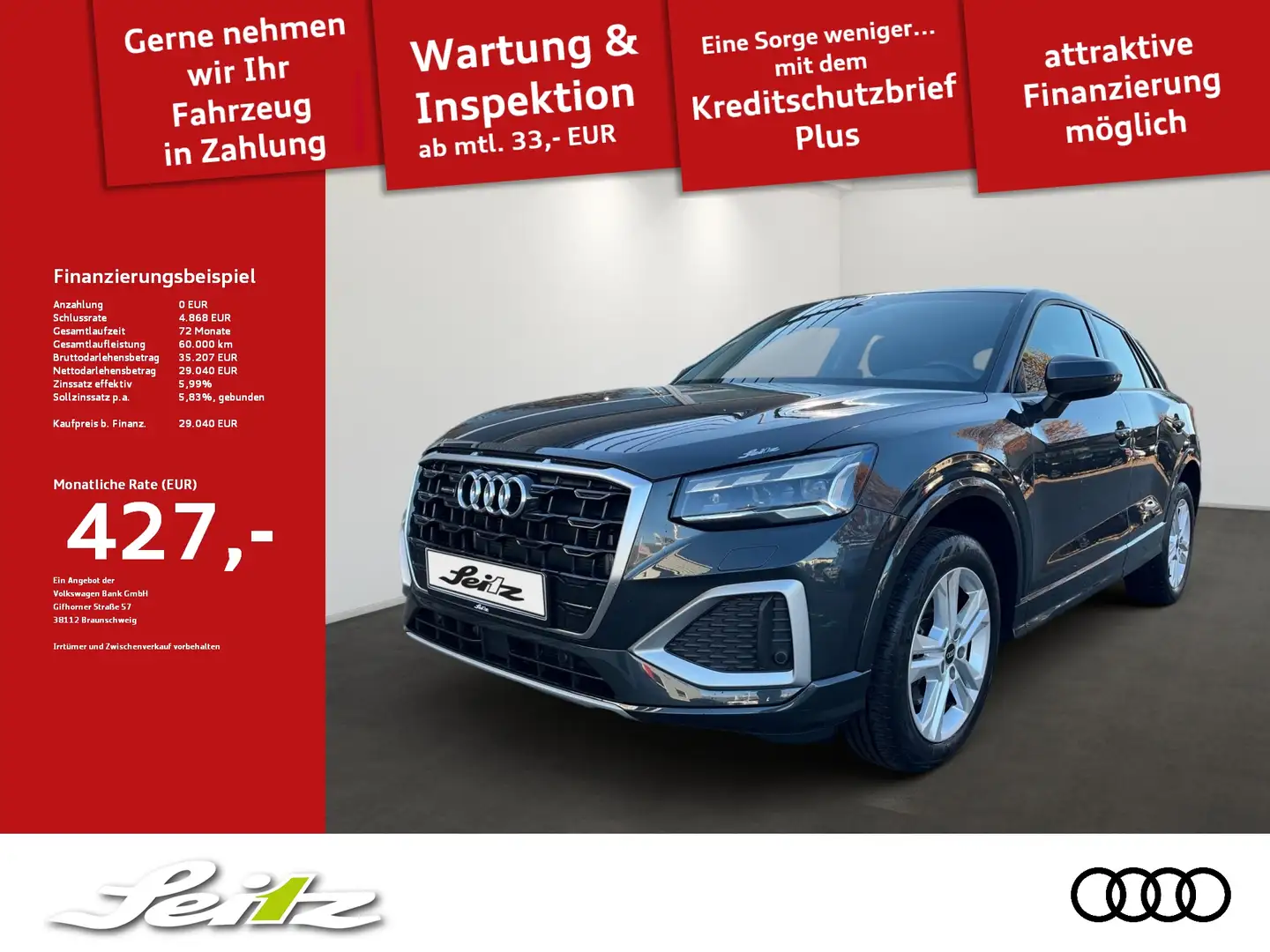 Audi Q2 40 TFSI quattro advanced *AHK*MATRIX*KAMERA*NAVI* Grau - 1