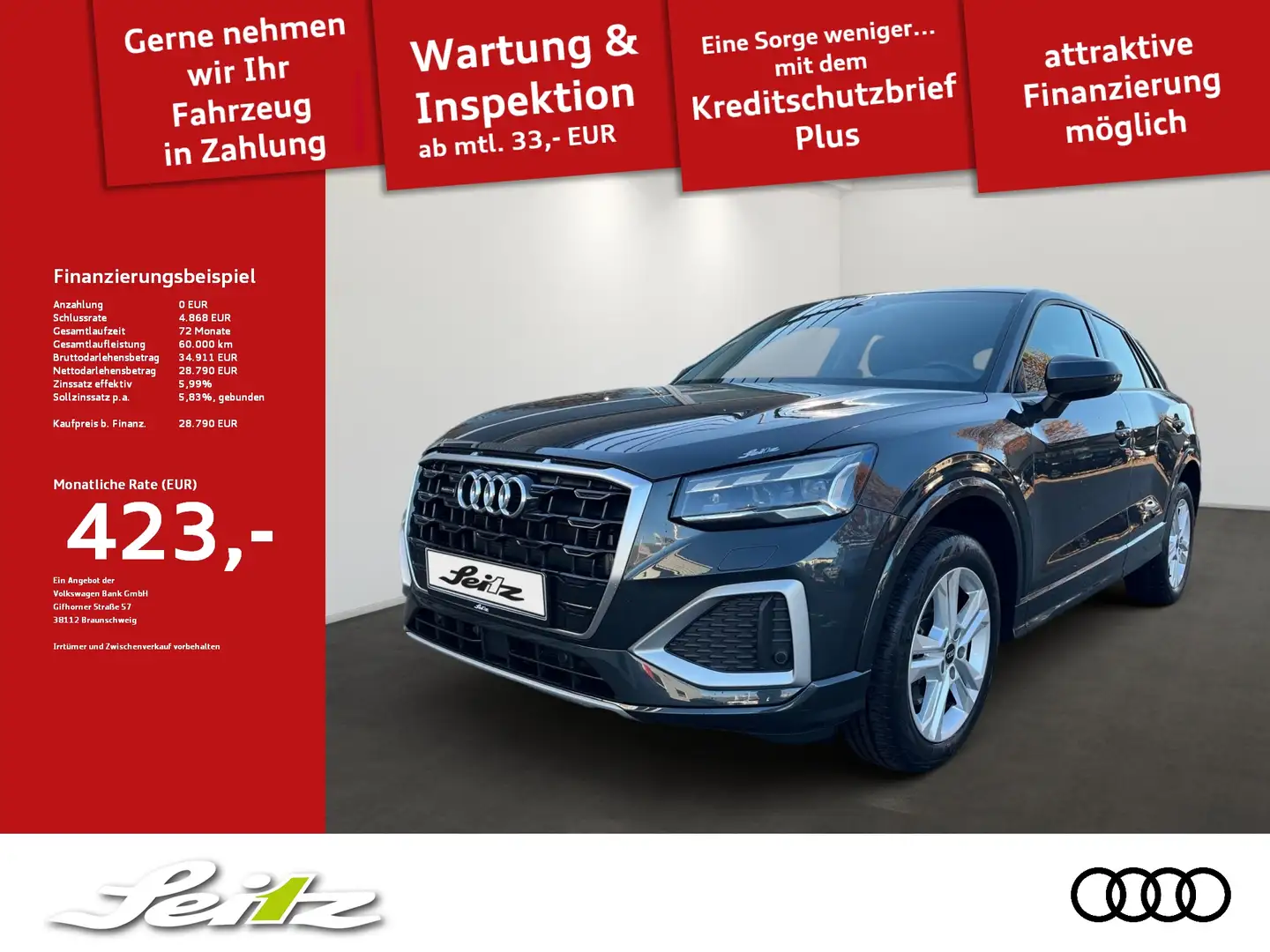 Audi Q2 40 TFSI quattro advanced *AHK*MATRIX*KAMERA*NAVI* Grijs - 1