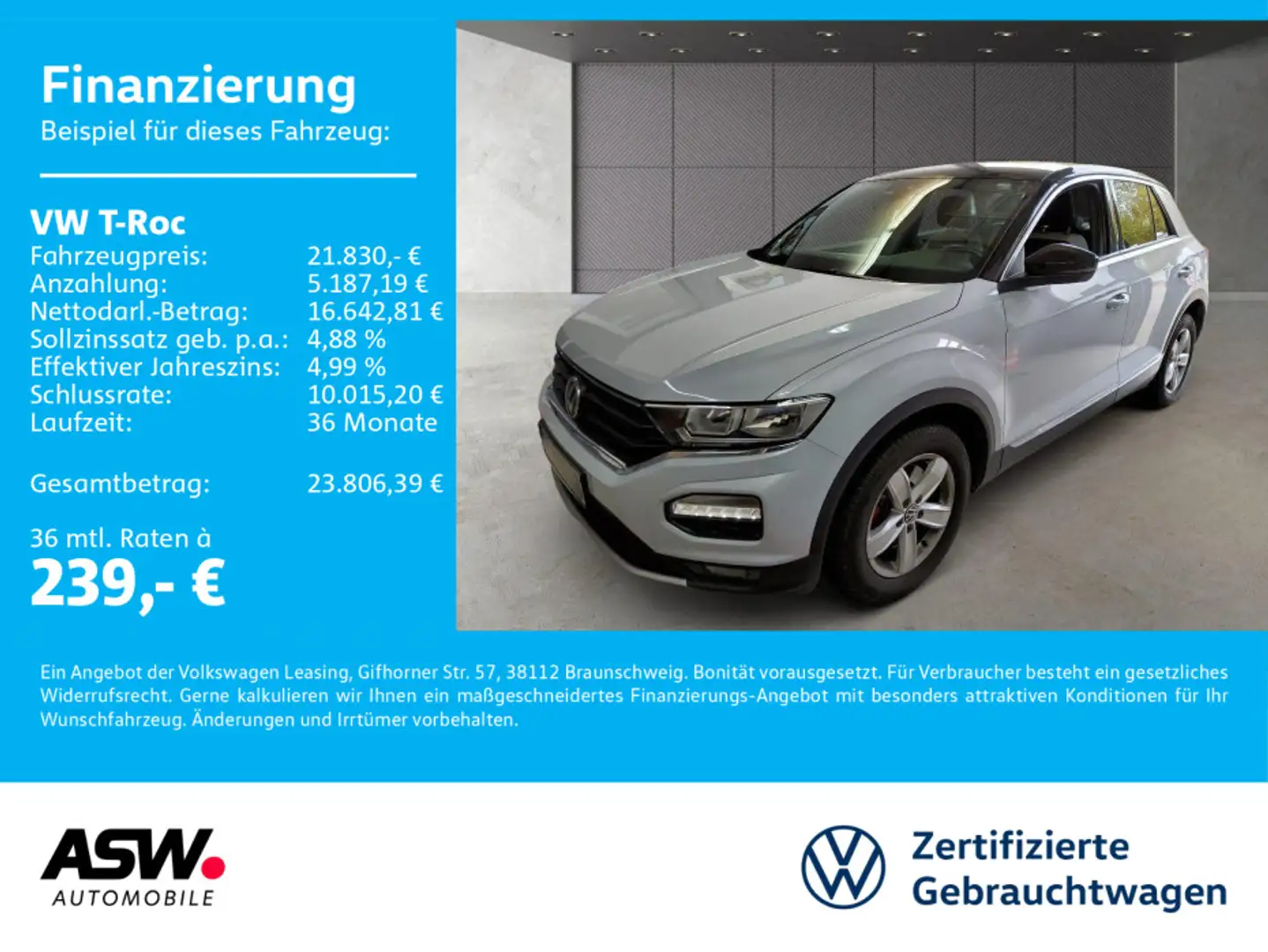 Volkswagen T-Roc Sport 1.5 TSI DSG Navi Klimaauto SHZ Silber - 1