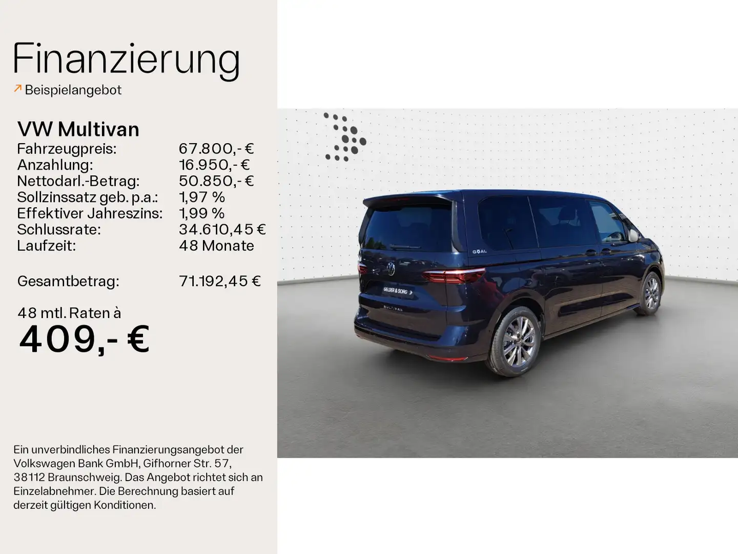 Volkswagen T7 Multivan T7 Multivan GOAL TDI DSG *Pano*AHK*Stand* Blau - 2