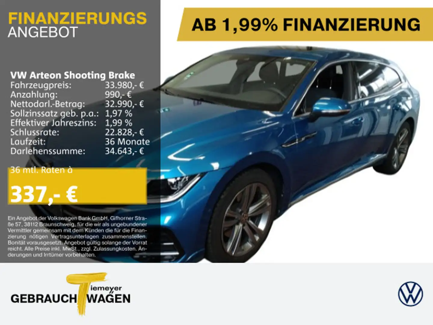 Volkswagen Arteon 2.0 TSI R-LINE LM19 AHK NA Blau - 1