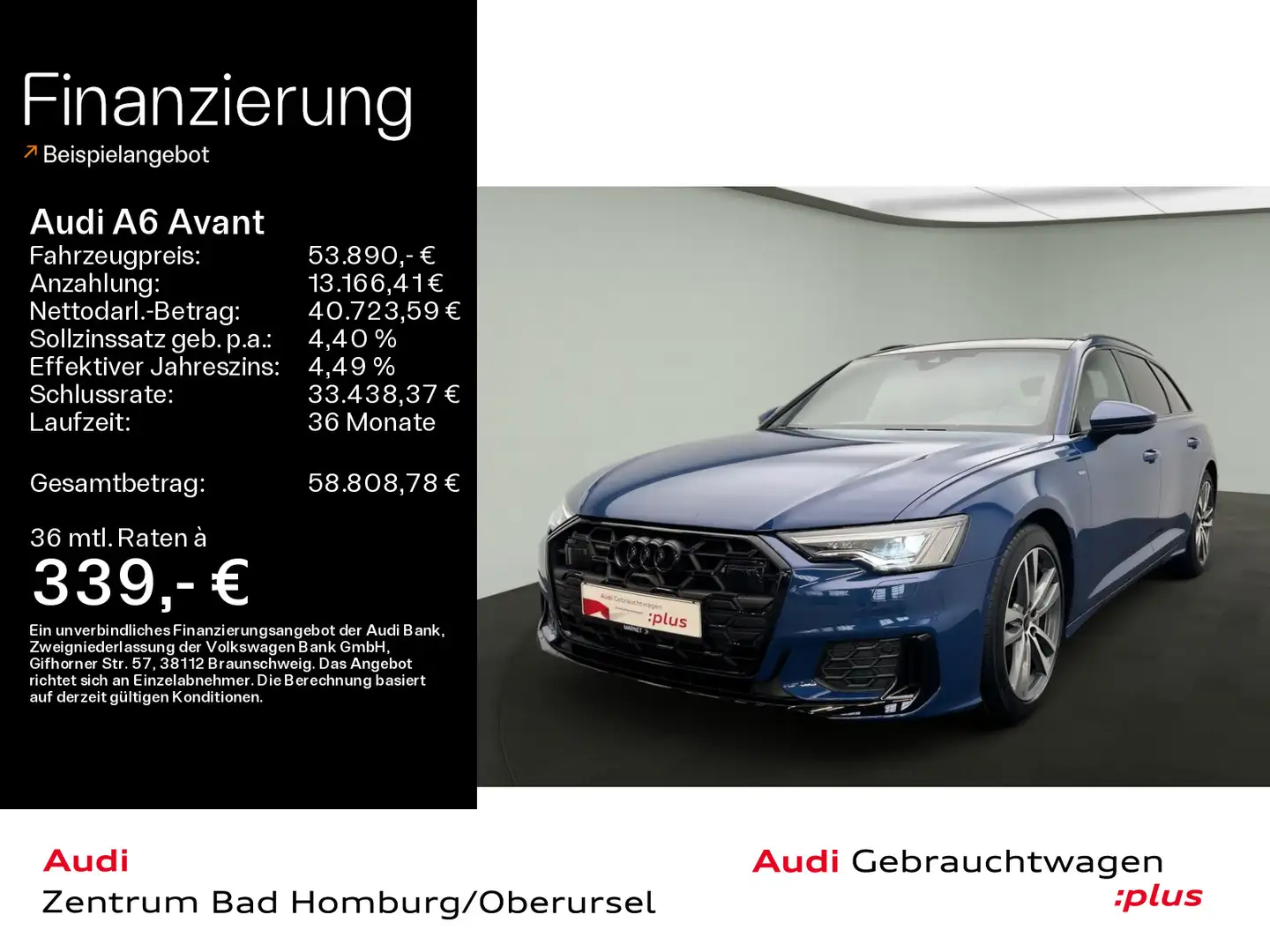 Audi A6 Design 50 TDI quattro S line*Navi*Matri Blau - 1