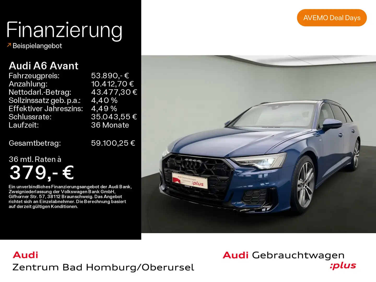 Audi A6 Design 50 TDI quattro S line*Navi*Matri Blau - 1