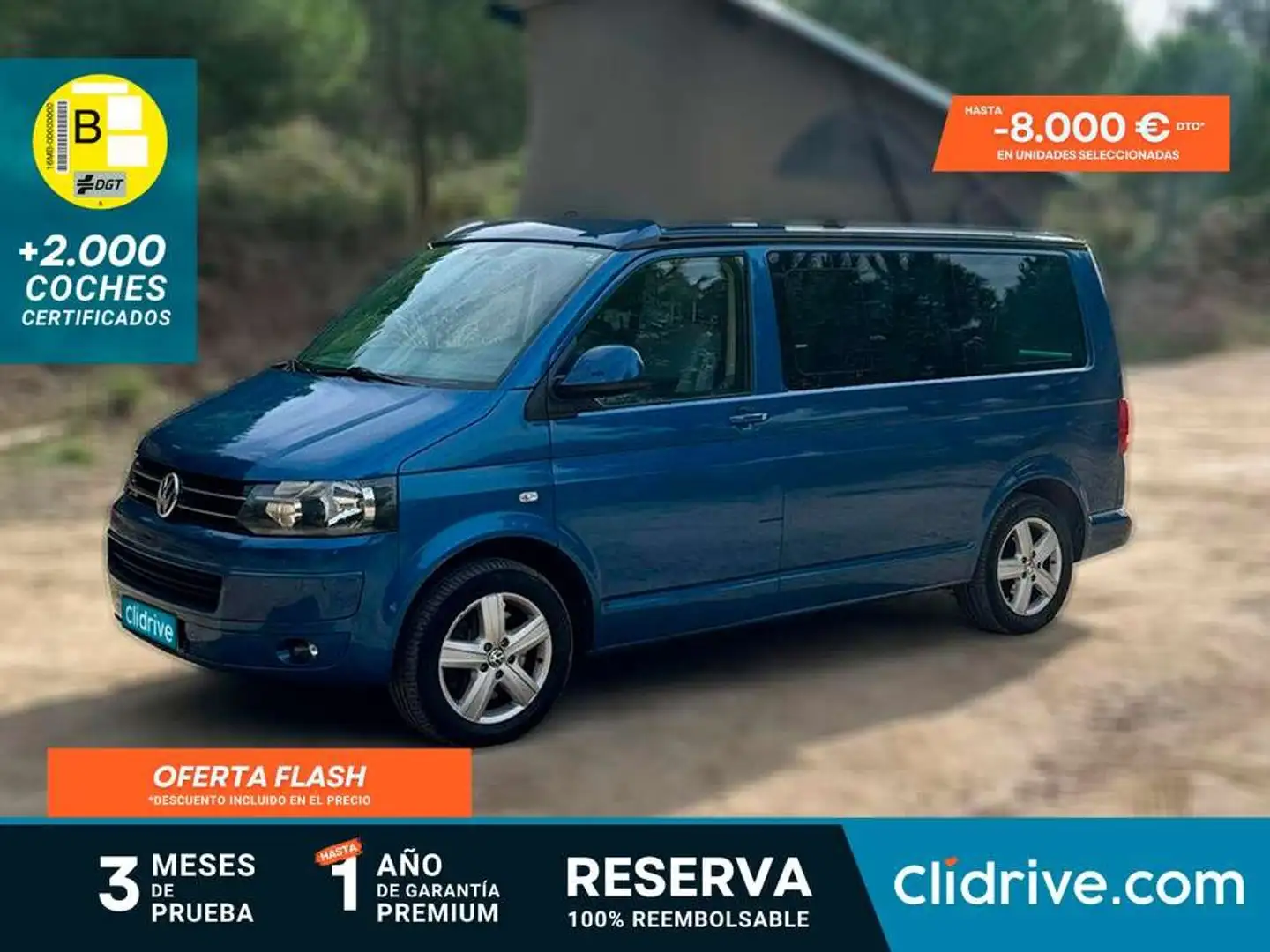 Volkswagen T5 California 2.0TDI Beach Techo Elevable Azul - 1