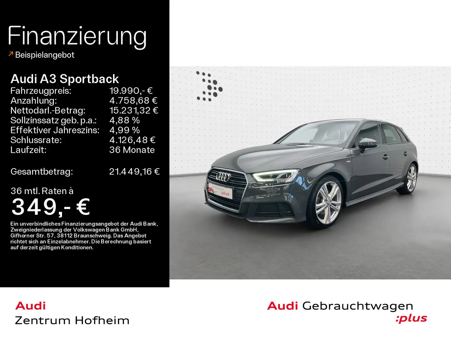 Audi A3 40 TFSI qu S line S tro*LED*Navi*Sp Grau - 1