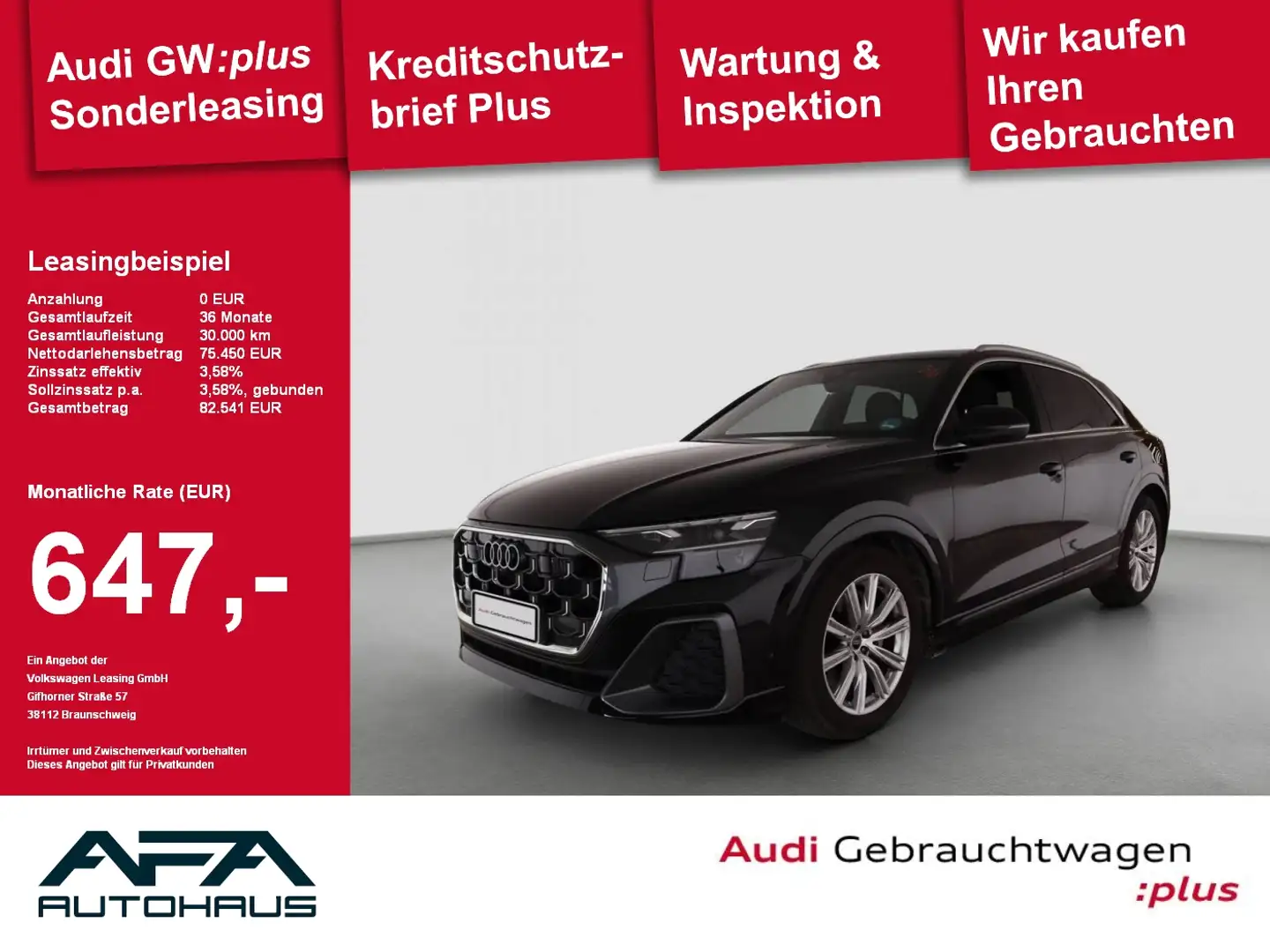 Audi Q8 50 TDI qu. tiptr. S-Line*Pano*AHK*360°*Matrix Schwarz - 1