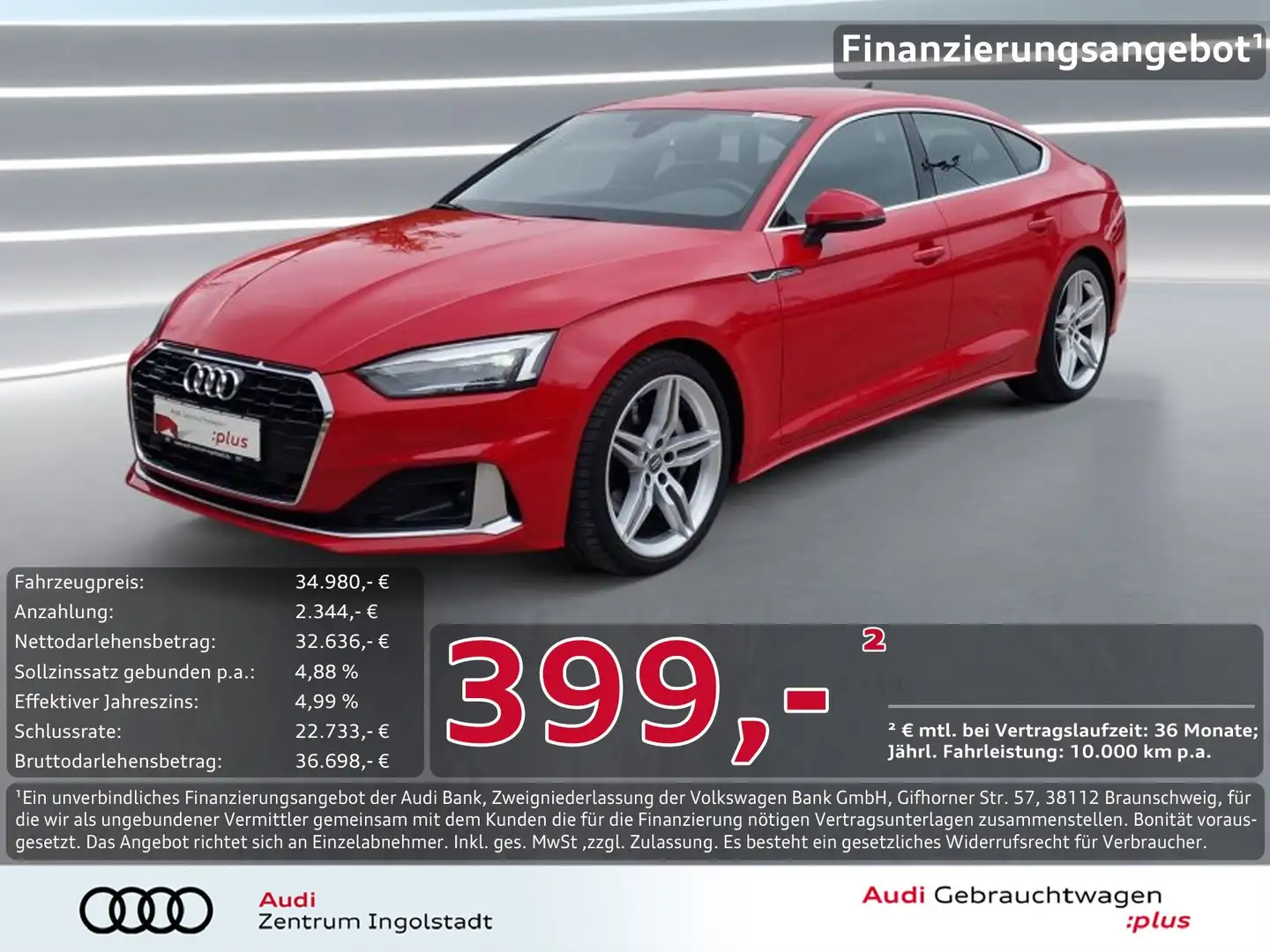 Audi A5 Sportback 50 TDI qu NAVI ACC Leder 19" advanced Rot - 1