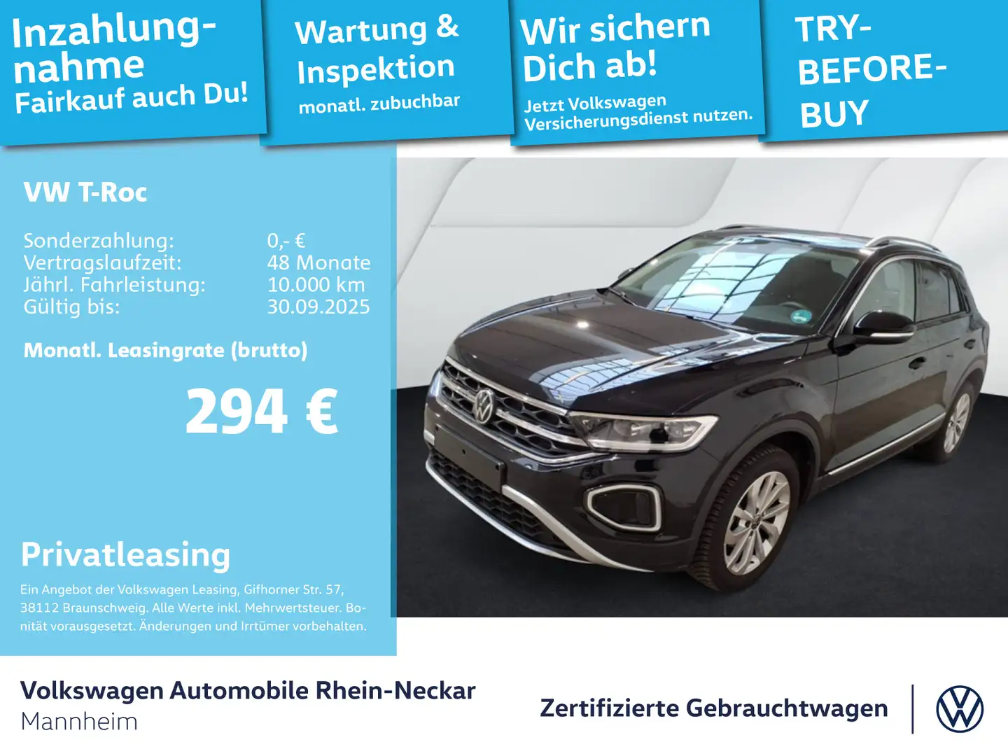 Volkswagen T-Roc 1.5 TSI Style DSG Navi AHK LED uvm Schwarz - 1