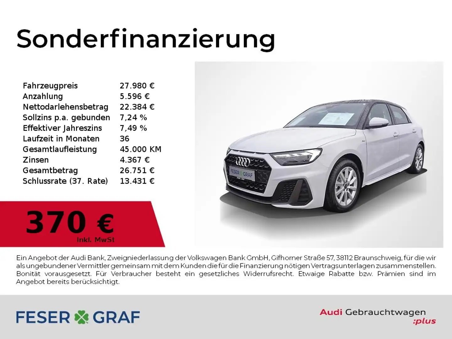 Audi A1 Sportback S line 30 TFSI S tronic SHZ Klima Weiß - 1