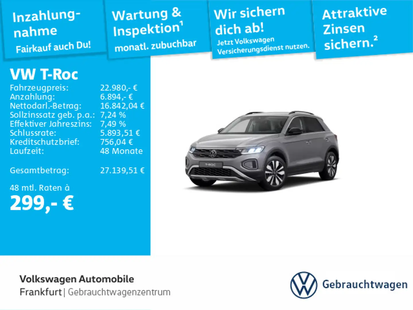 Volkswagen T-Roc 1.0 TSI Goal DAB+ Navi FrontAssist LightAs Grün - 1