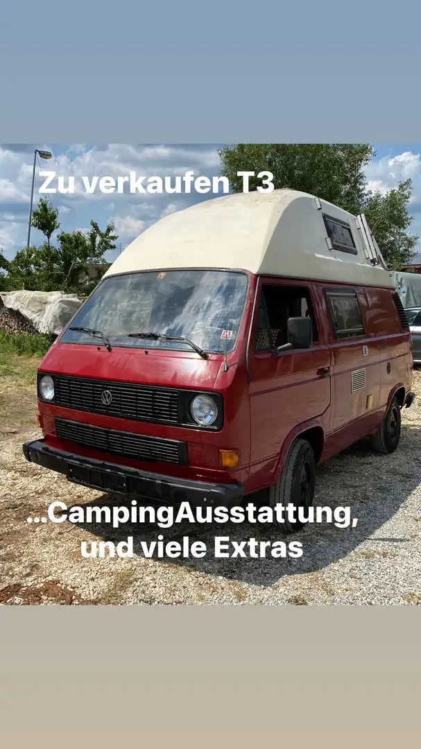 Volkswagen T3 Hochdach, Camping Ausstattung Czerwony - 2