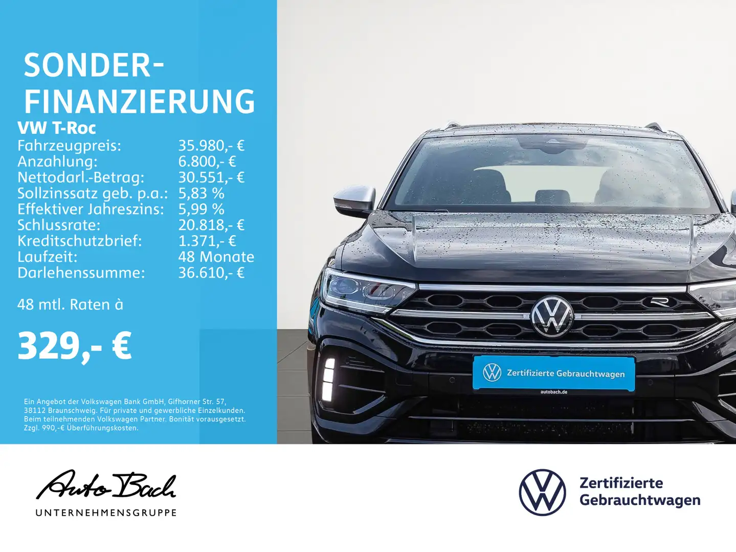Volkswagen T-Roc R 2.0 TSI 4M DSG Navi LED Panorama ACC EPH Schwarz - 2