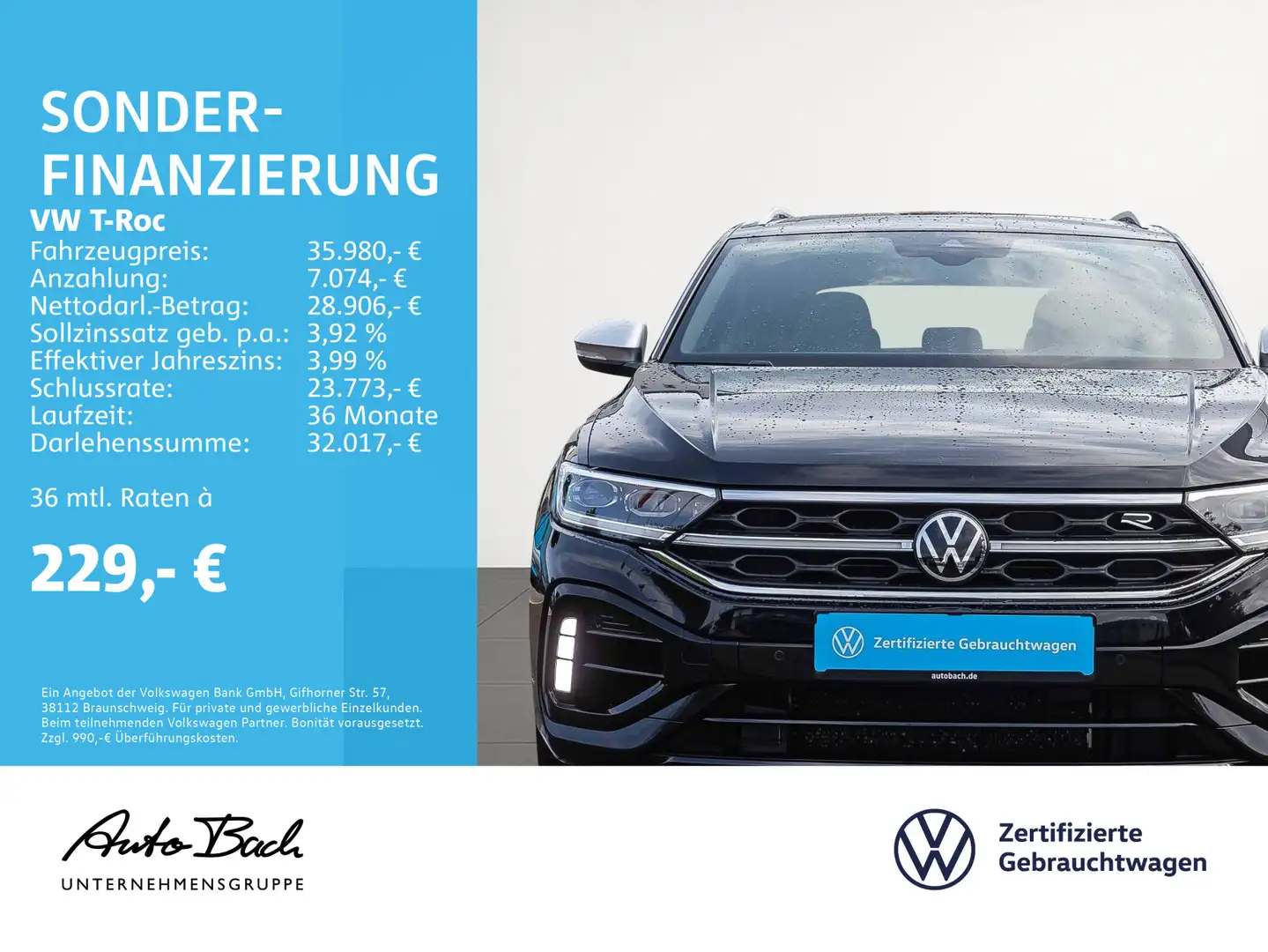 Volkswagen T-Roc R 2.0 TSI 4M DSG Navi LED Panorama ACC EPH Schwarz - 2
