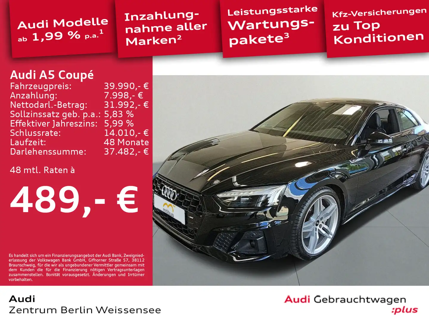 Audi A5 A5 Coupe 40 TDI S-TRO*QUA*S-LINE*MATRIX*RFK*NAVI Schwarz - 1
