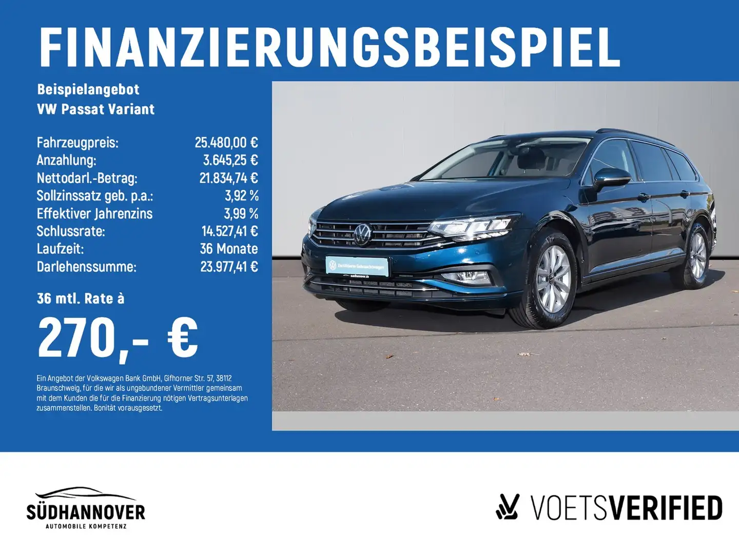 Volkswagen Passat Variant Business 2.0 TDI DSG AHK+NAVI+LED Blau - 2