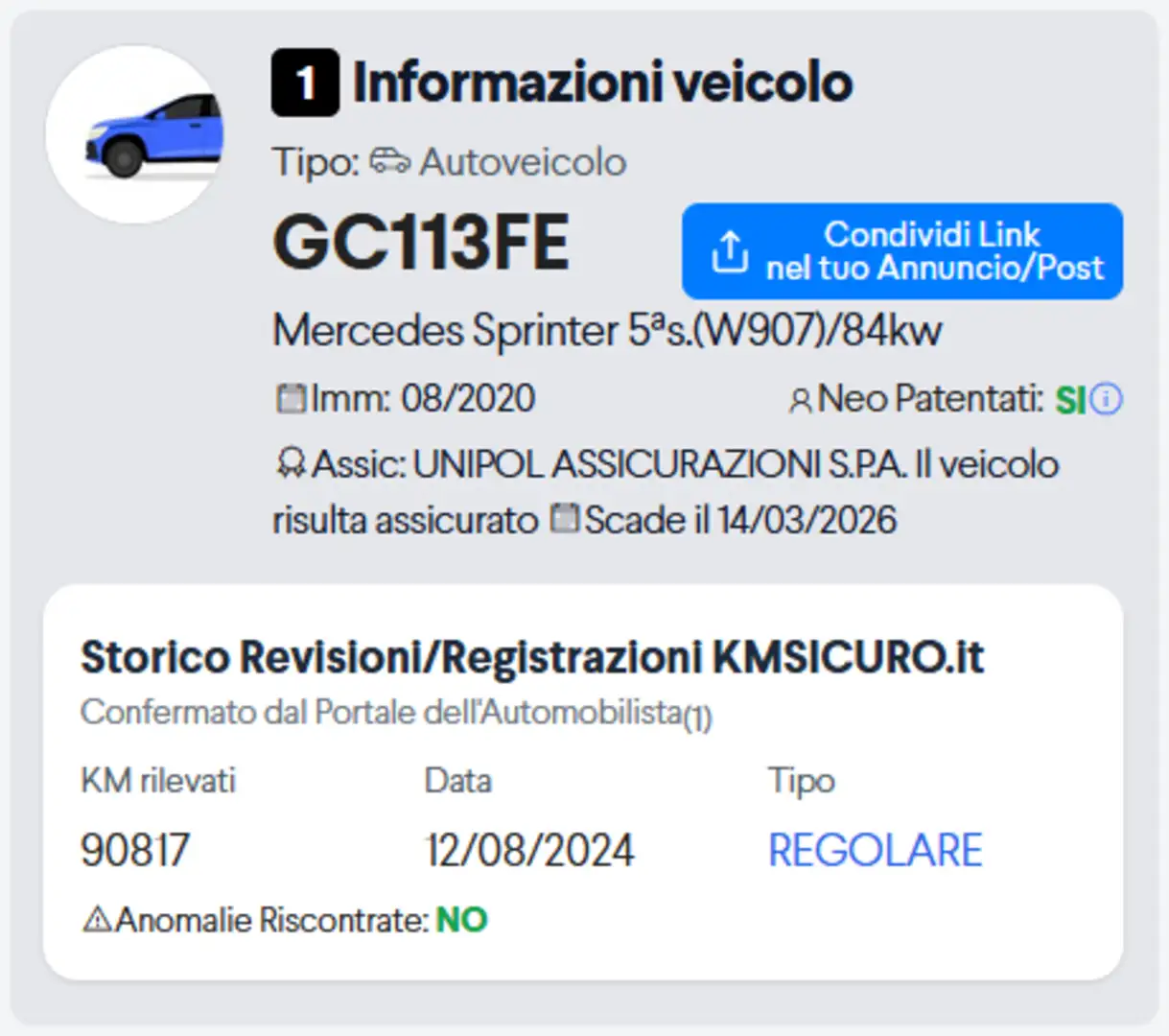 Mercedes-Benz Sprinter F39/33 311 CDI FWD TA -- N1 + IVA Blu/Azzurro - 2