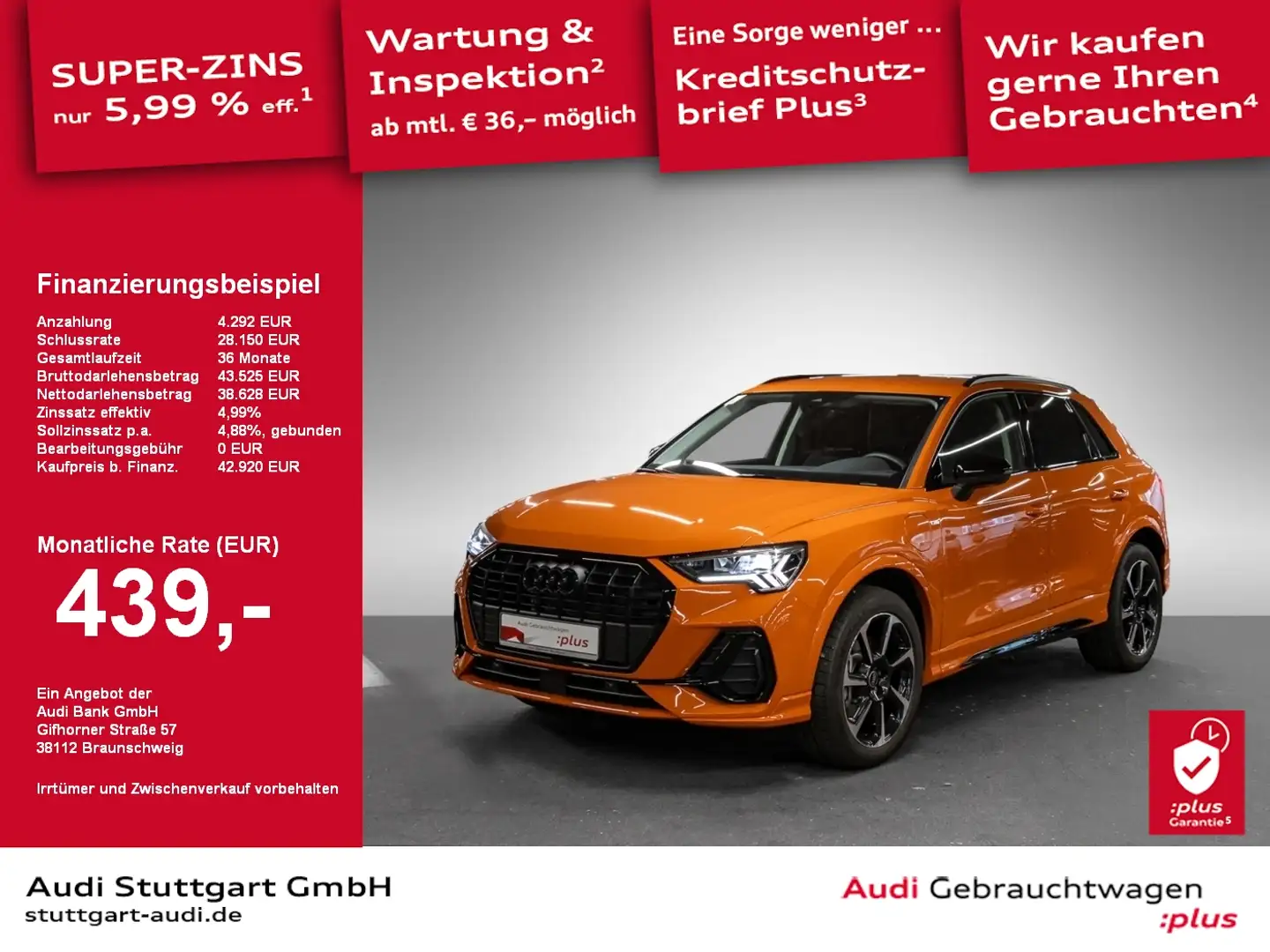 Audi Q3 S line 45 TFSI e 180(245)  S tronic AHK SHZ Orange - 1