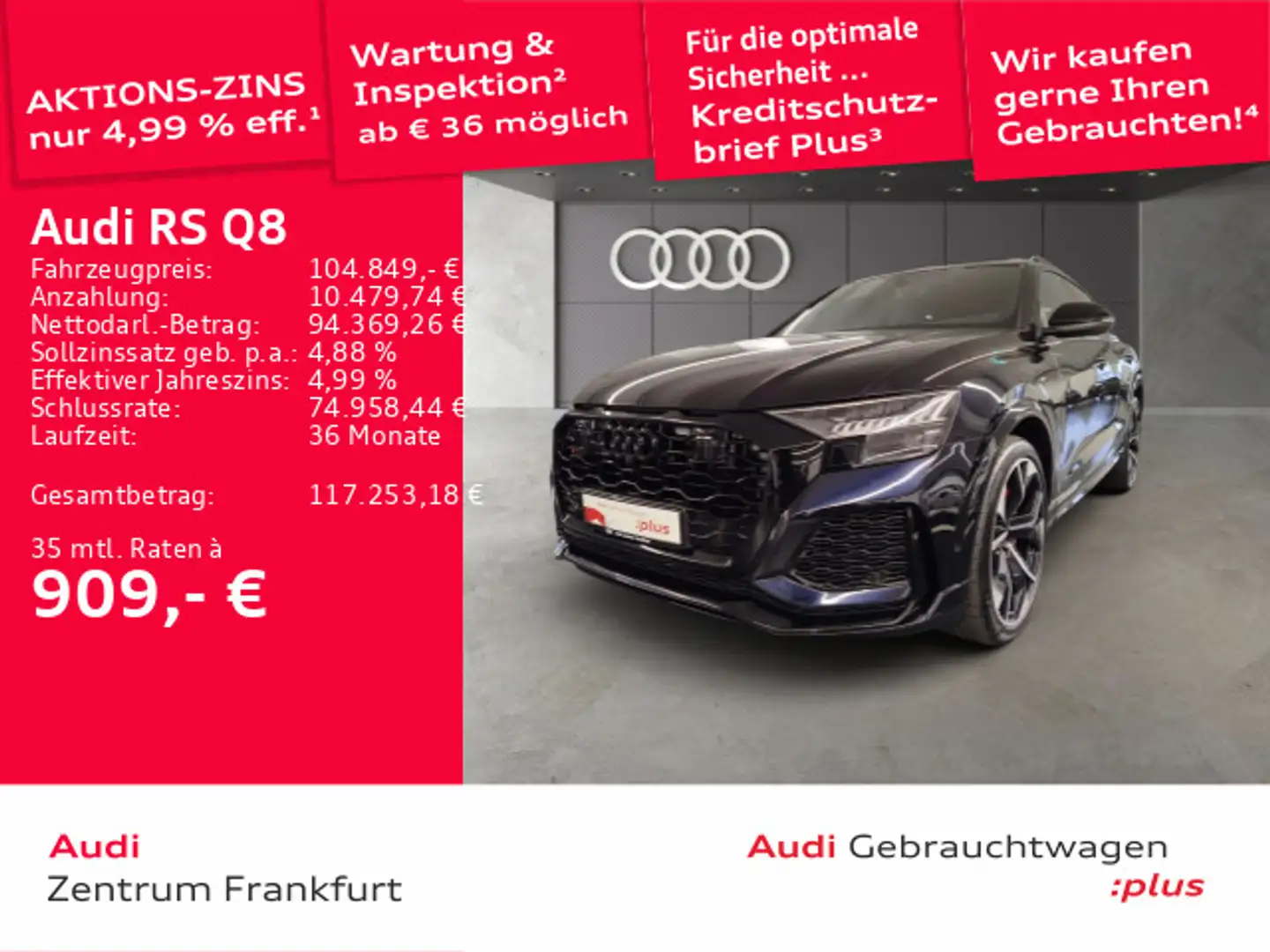Audi RS Q8 RSQ8 tiptronic MatrixLED Luft Massage Keramik Schwarz - 1