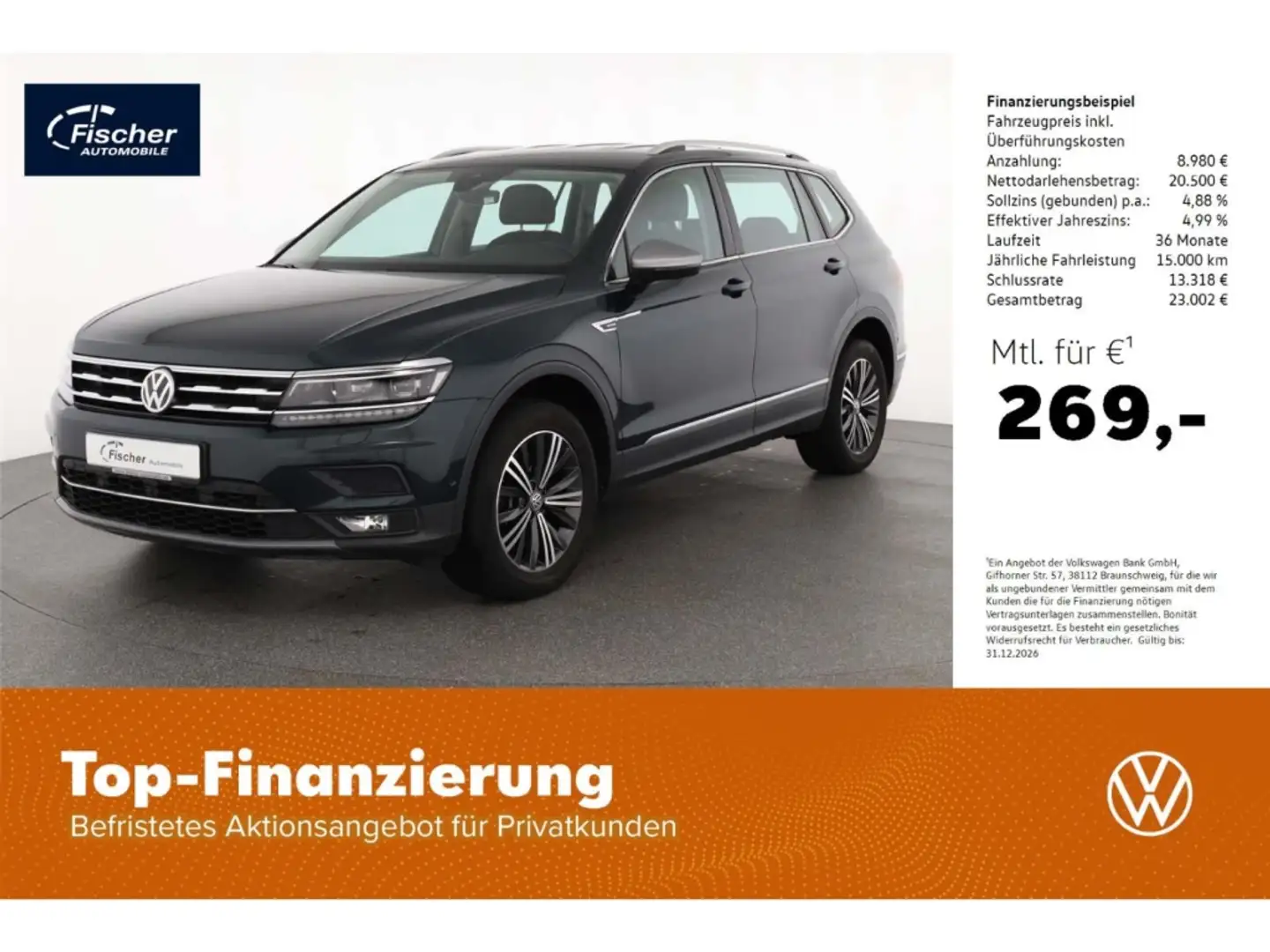 Volkswagen Tiguan Allspace 2.0 TDI 4Mot. Highline DSG AHK Grün - 1