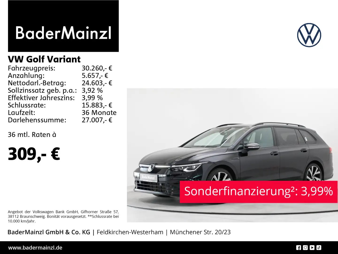 Volkswagen Golf Variant 1.5 eTSI DSG R-Line LED Navi Kamera Schwarz - 1