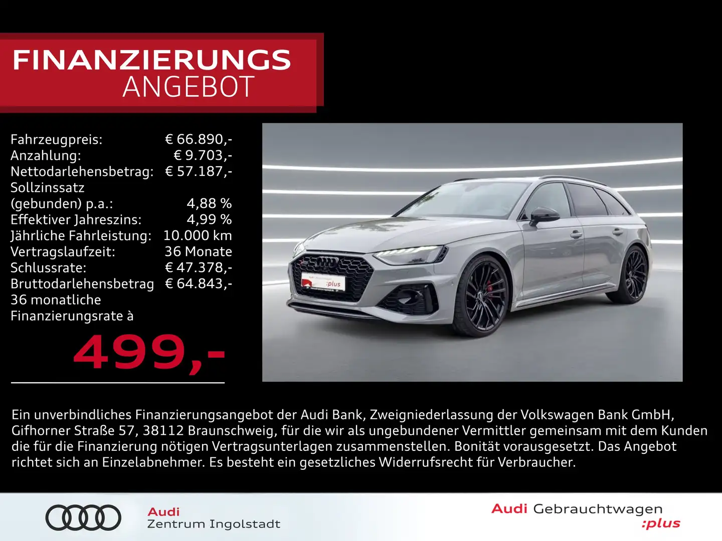 Audi RS4 Avant MATRIX Pano RS-AGA HuD B&O DRC 280km/h Gris - 1