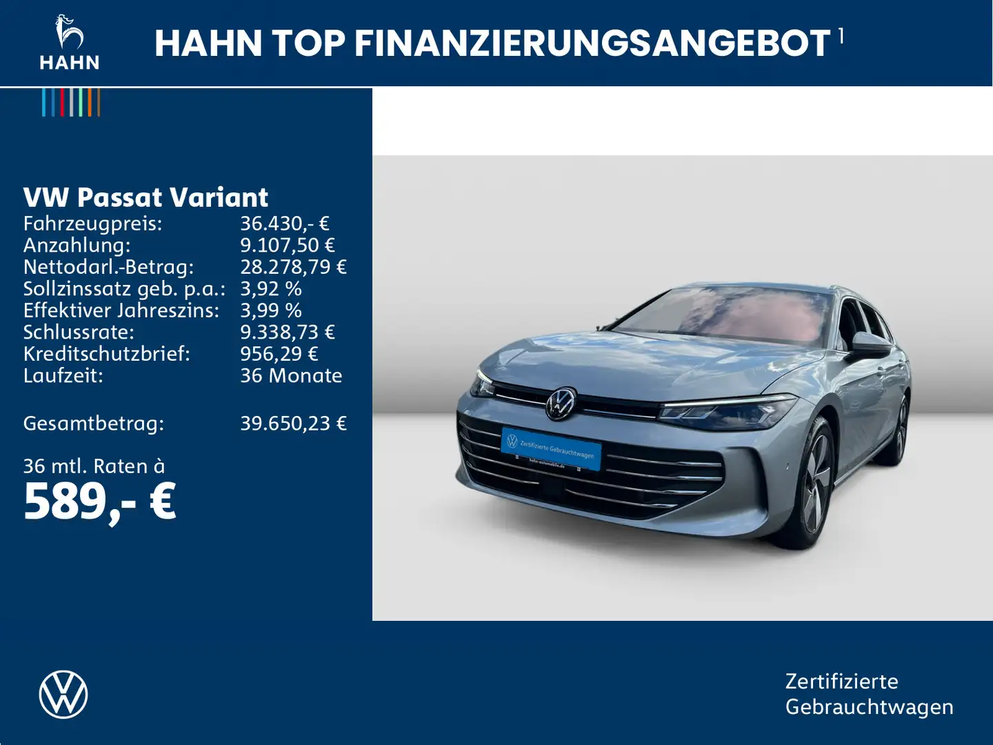 Volkswagen Passat Variant 1.5TSI Business AreaV Pano Standh Silber - 2