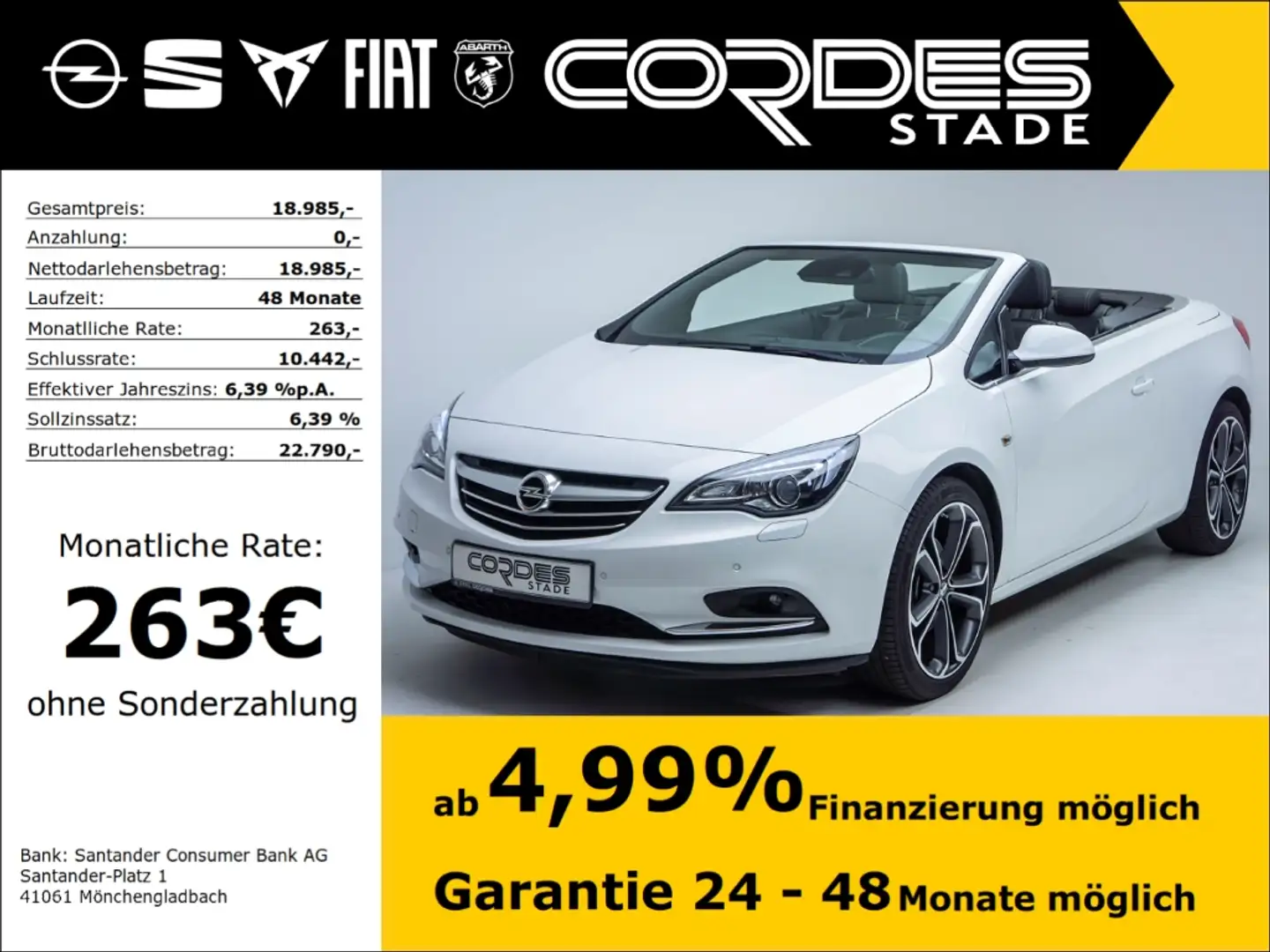 Opel Cascada Ultimate ecoFlex 1.6 Turbo Automatik PDC v&h Kamer Blanc - 1