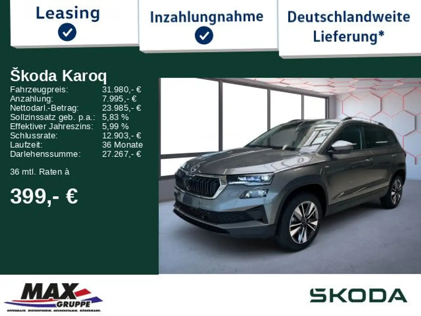 Skoda Karoq 1,5TSI Ambition +CARPL+KAMERA+NAVI+AHK+PDC Gris - 1