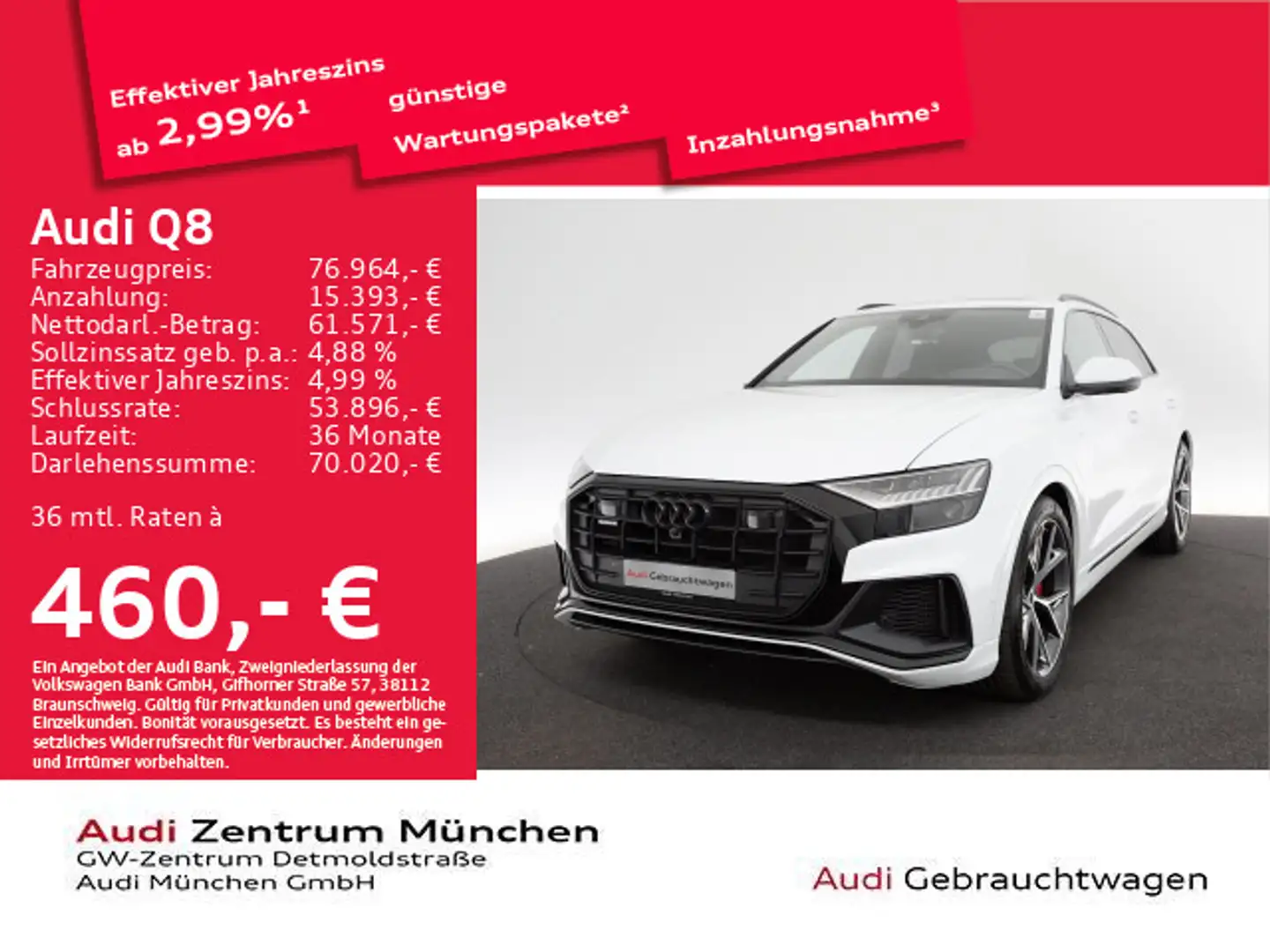 Audi Q8 55 TFSI qu. 3x S line UPE:126" B&O/StdHzg/Pan Blanc - 1