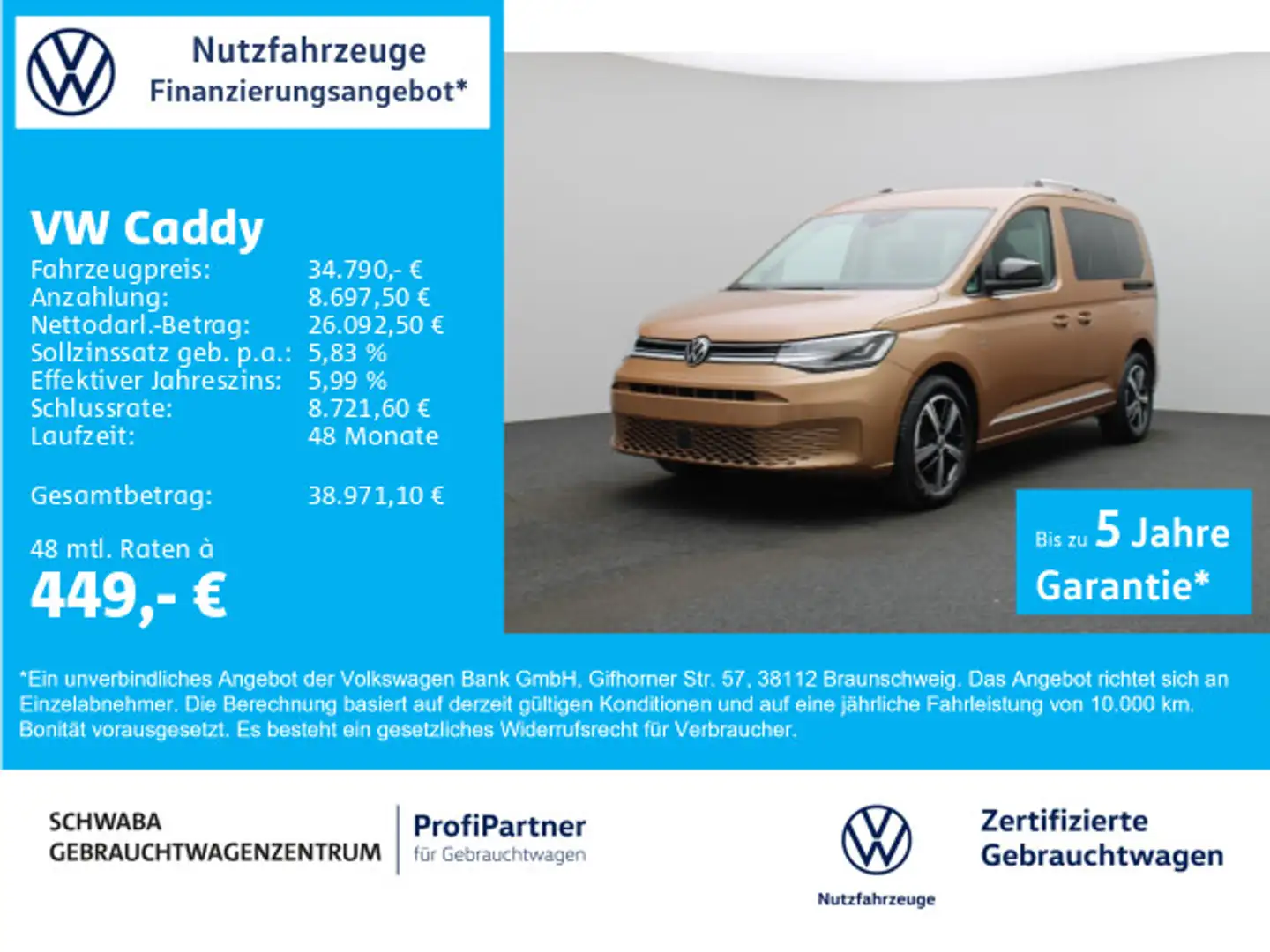Volkswagen Caddy Style 1.5 TSI DSG *StdHz*LED*NAV*ACC*KAM* Braun - 1