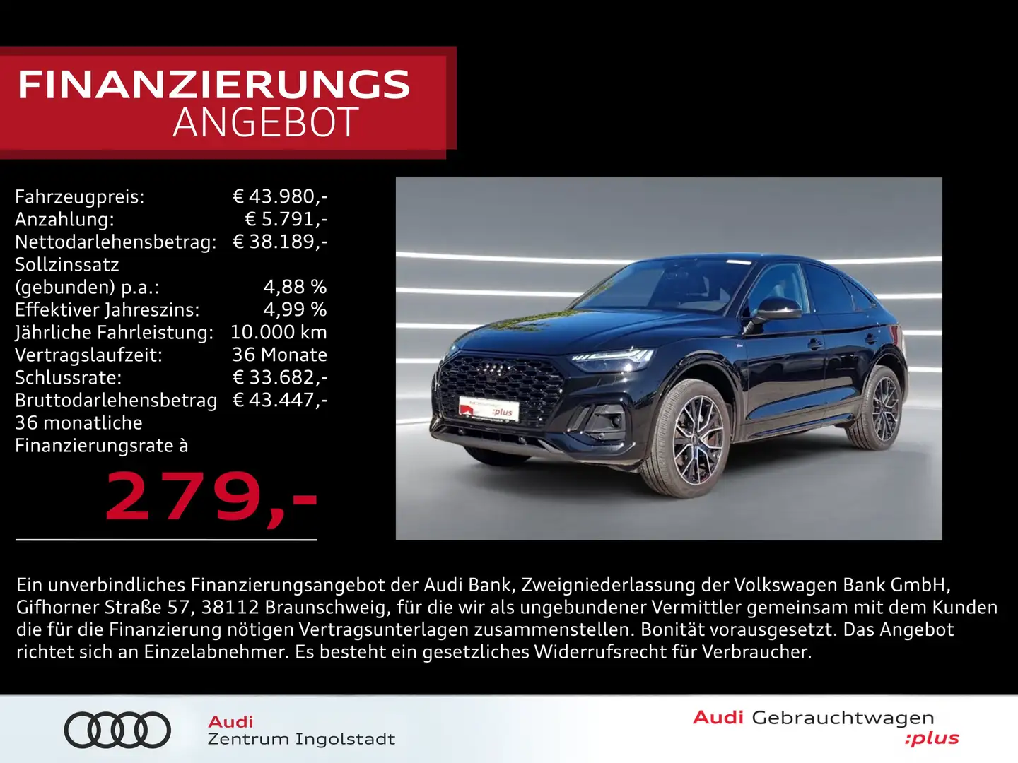 Audi Q5 Sportback 40 TFSI qu 2x S line compet.edition Schwarz - 1