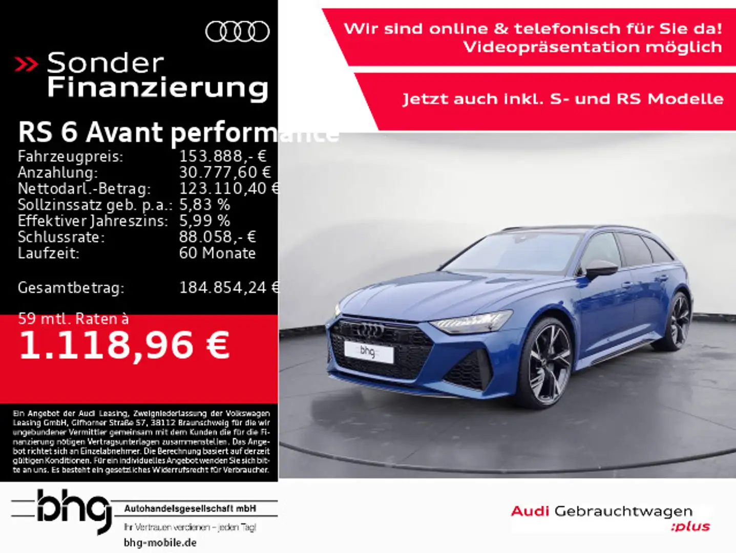 Audi RS6 tiptronic *630PS* Bleu - 1