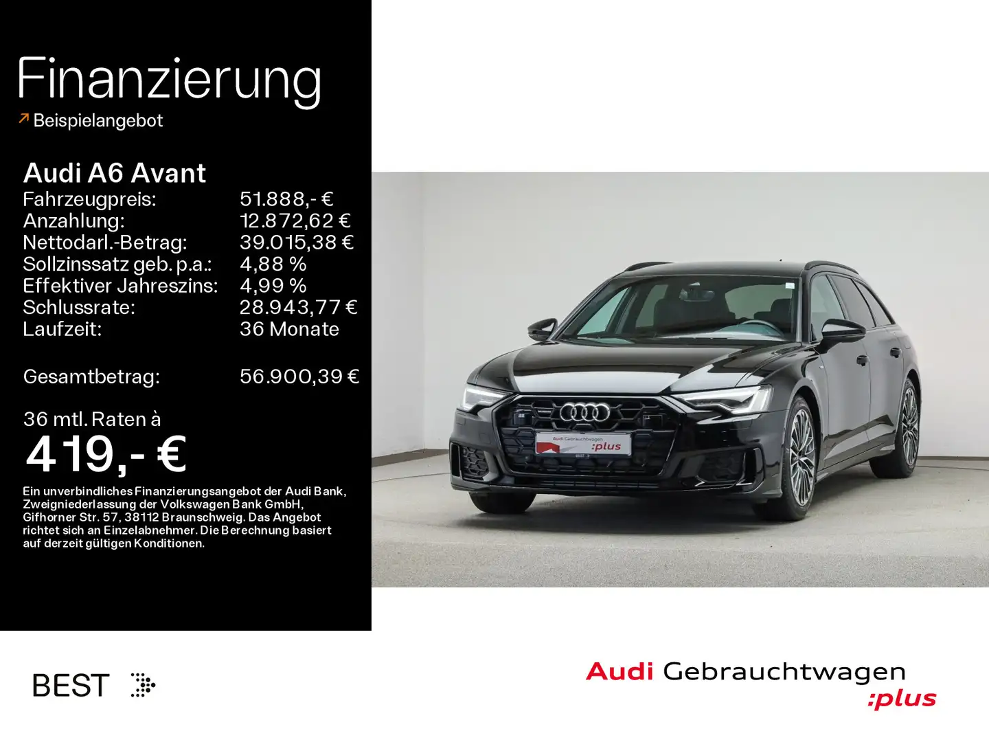 Audi A6 S line 55 TFSI e qu. Assist*Leder*Memo Schwarz - 1