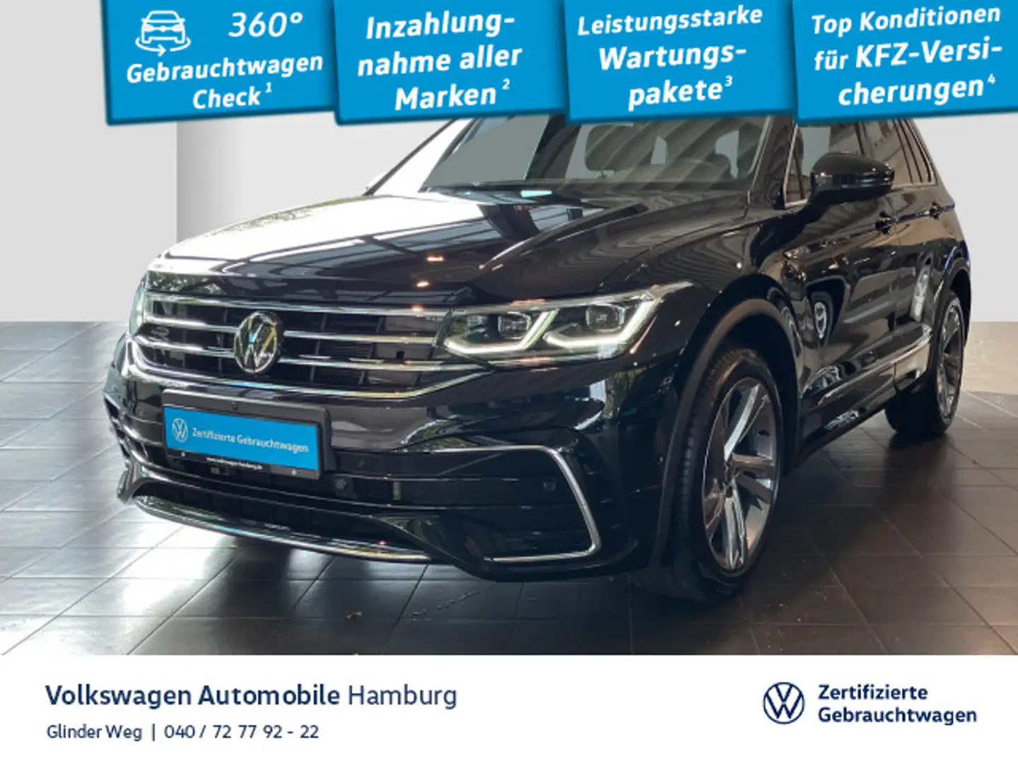 Volkswagen Tiguan 2.0 TDI R-Line DSG AHK 360°Kamera LED Schwarz - 1
