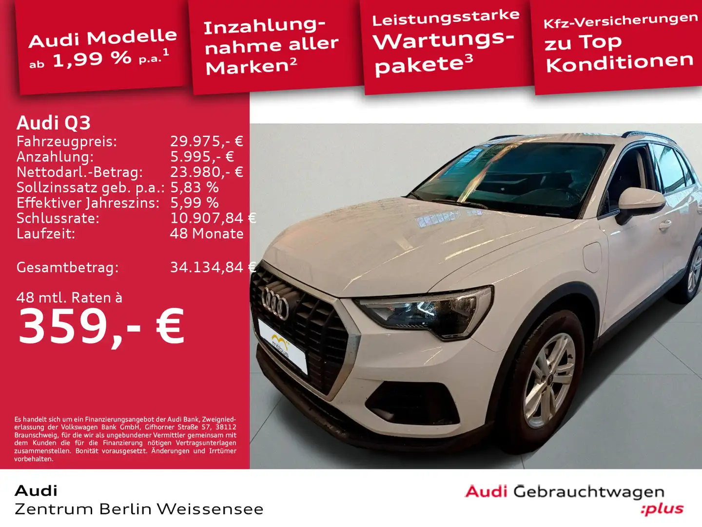 Audi Q3 45 TFSI e S-TRO*TEMPO*VC*APP*NAVI*LED*KLIMA* Weiß - 1