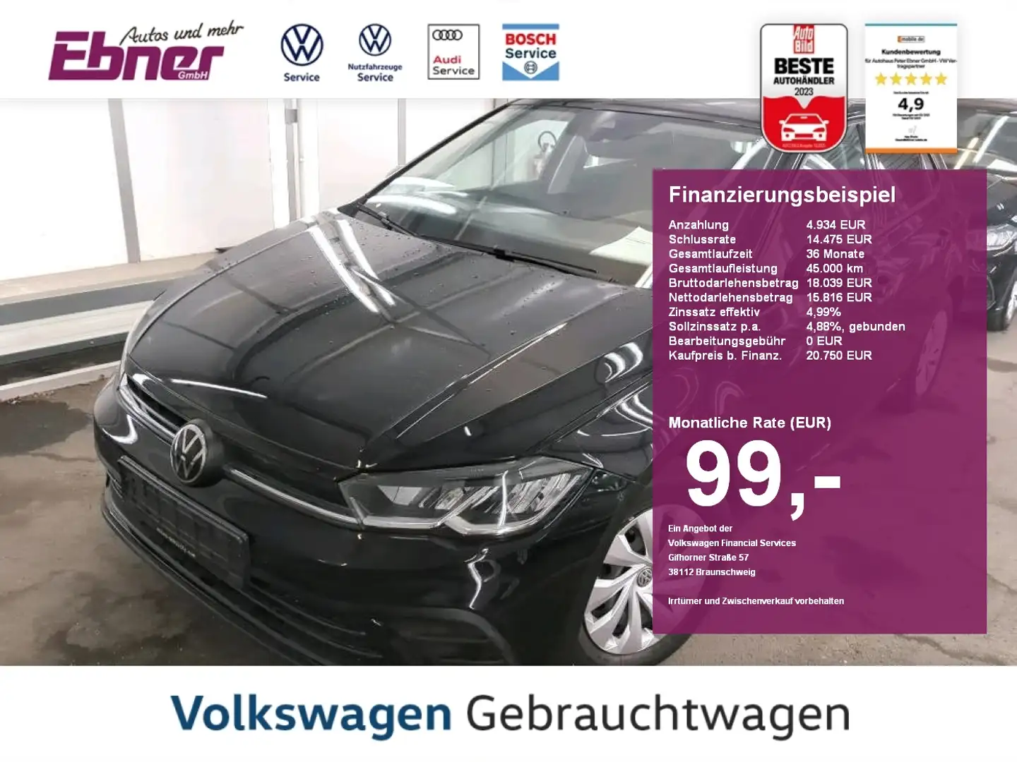Volkswagen Polo LIFE TSI DSG KAMERA+LED+NAVI+APP+KEYLESS+GRA+DIGI Schwarz - 1