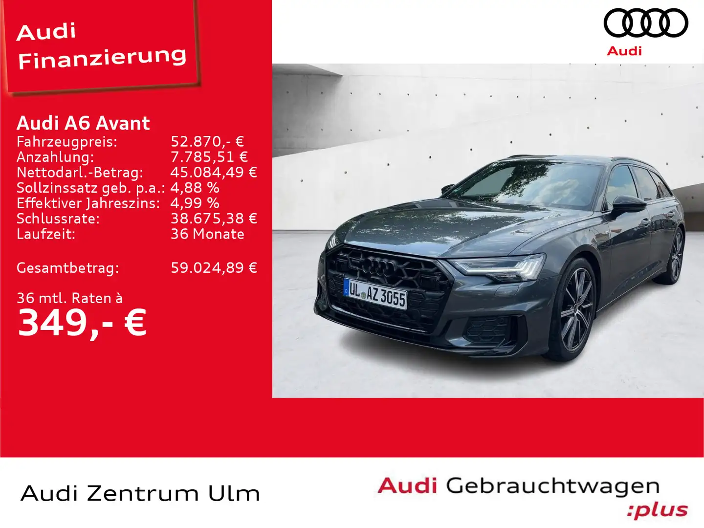 Audi A6 S-Line Black 40 TDI qu ACC AHK B&O HuD Grigio - 1