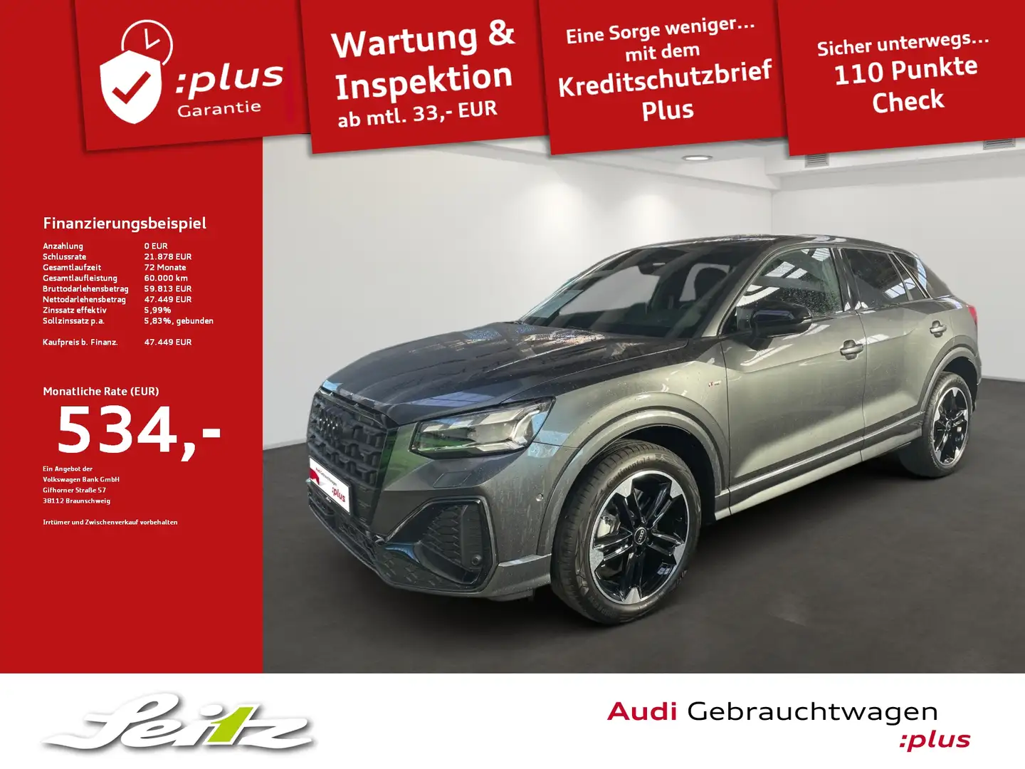 Audi Q2 40 TFSI quattro S line *SONOS*MATRIX*KAMERA*NAVI* Grau - 1