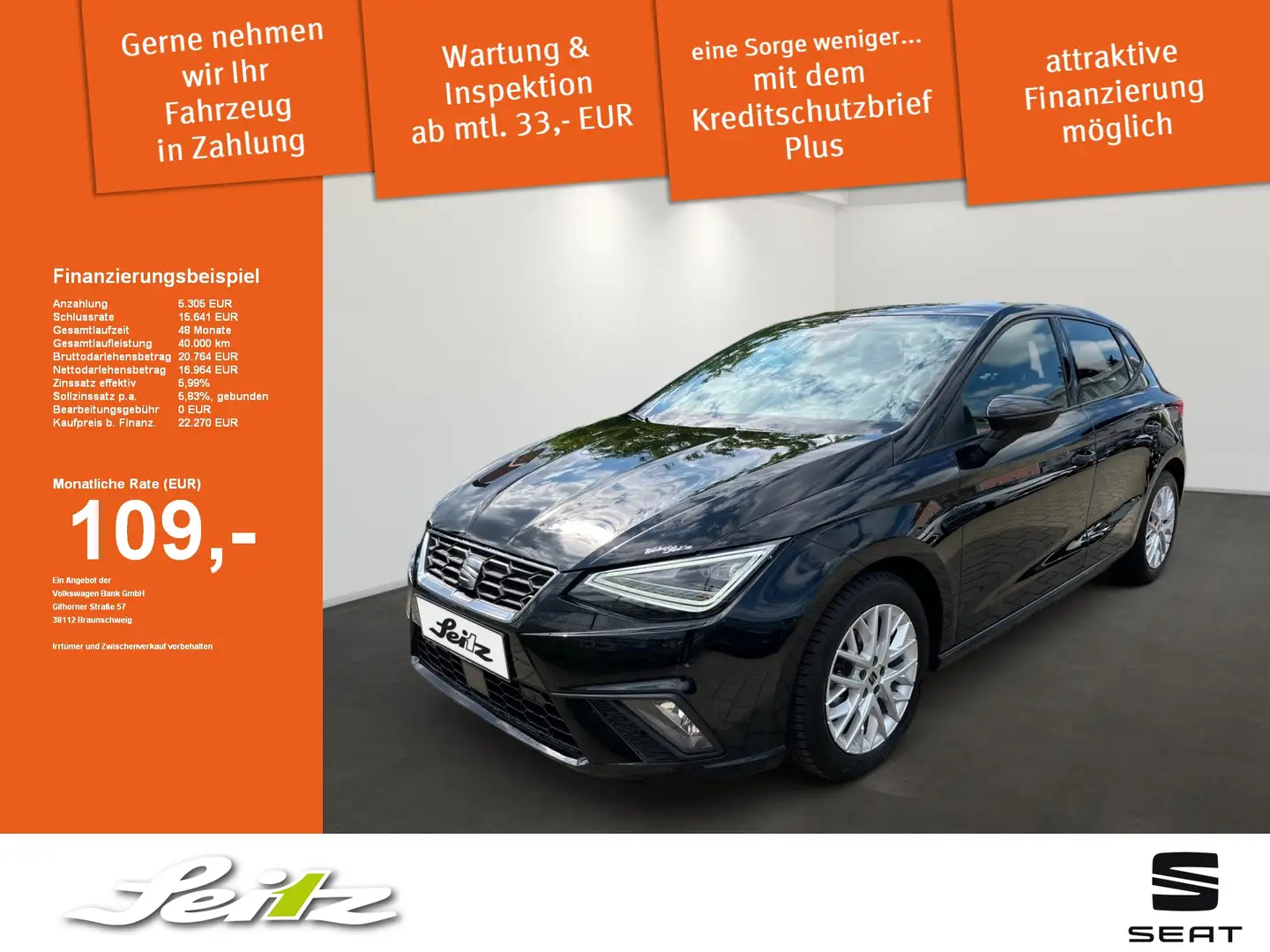 SEAT Ibiza FR 1.0 TSI DSG LED. Navi. Einparkhilfe. Rückfahrka Noir - 1