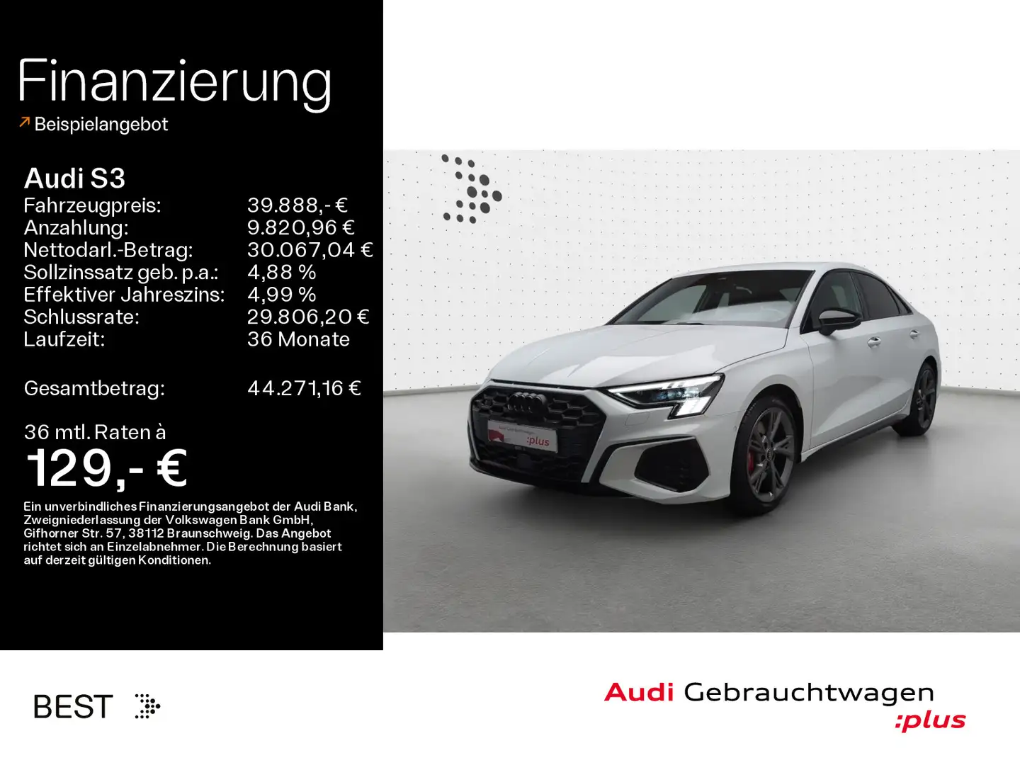 Audi S3 Limo Optik schwarz*Matrix*Assist*B&O*Kamera Blanco - 1