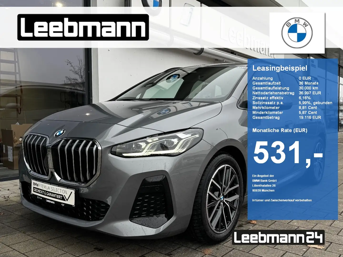 BMW 223 i Active Tourer M-Sportpaket ACC/PanoDach/HK Grau - 1