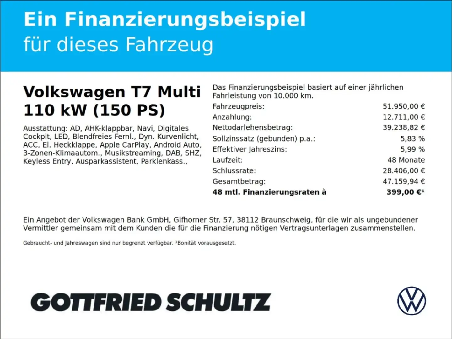 Volkswagen T7 Multivan 1.4 eHybrid Basis DSG   AHK   7-Sitzer   Kamera Blau - 2