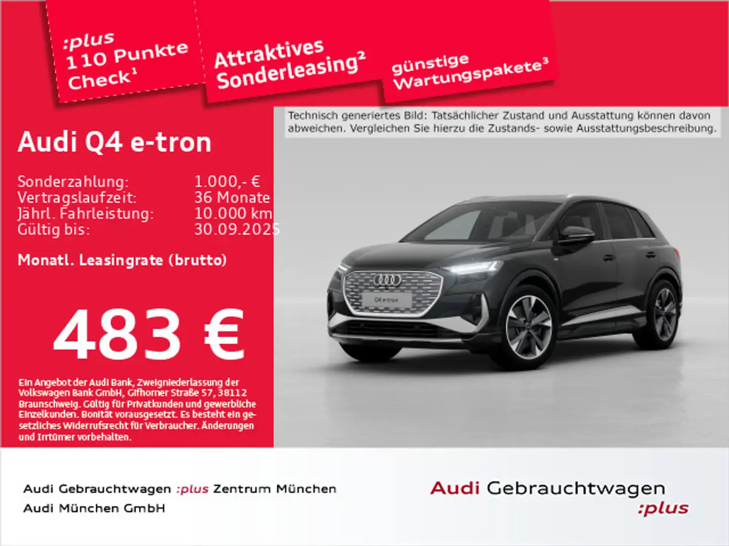 Audi Q4 e-tron 50 qu. S line Pano/ACC/AHK/Virtual+ Schwarz - 1