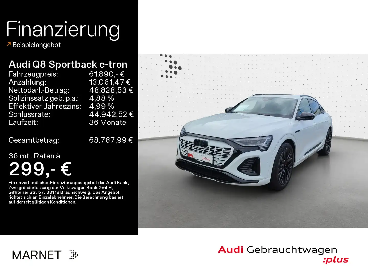 Audi Q8 e-tron 55 quattro S line*Navi*Matri Weiß - 1