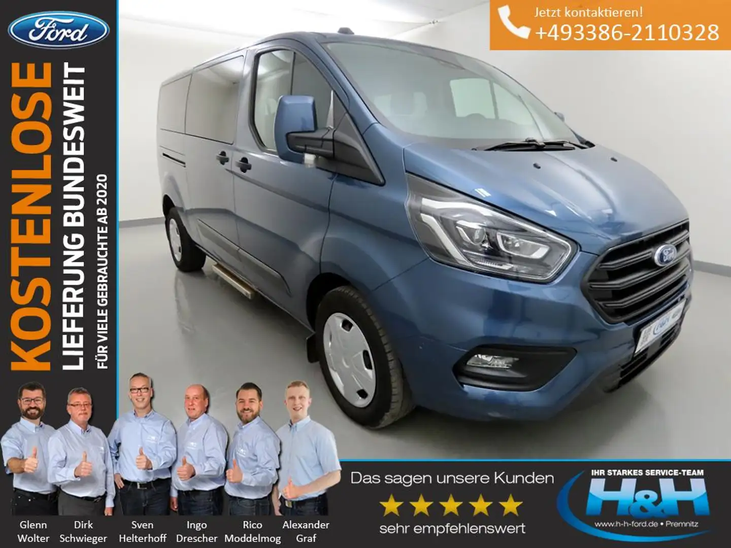 Ford Transit Custom 2.0 Aut L2 Trend Bi-Xenon+Kam Albastru - 2