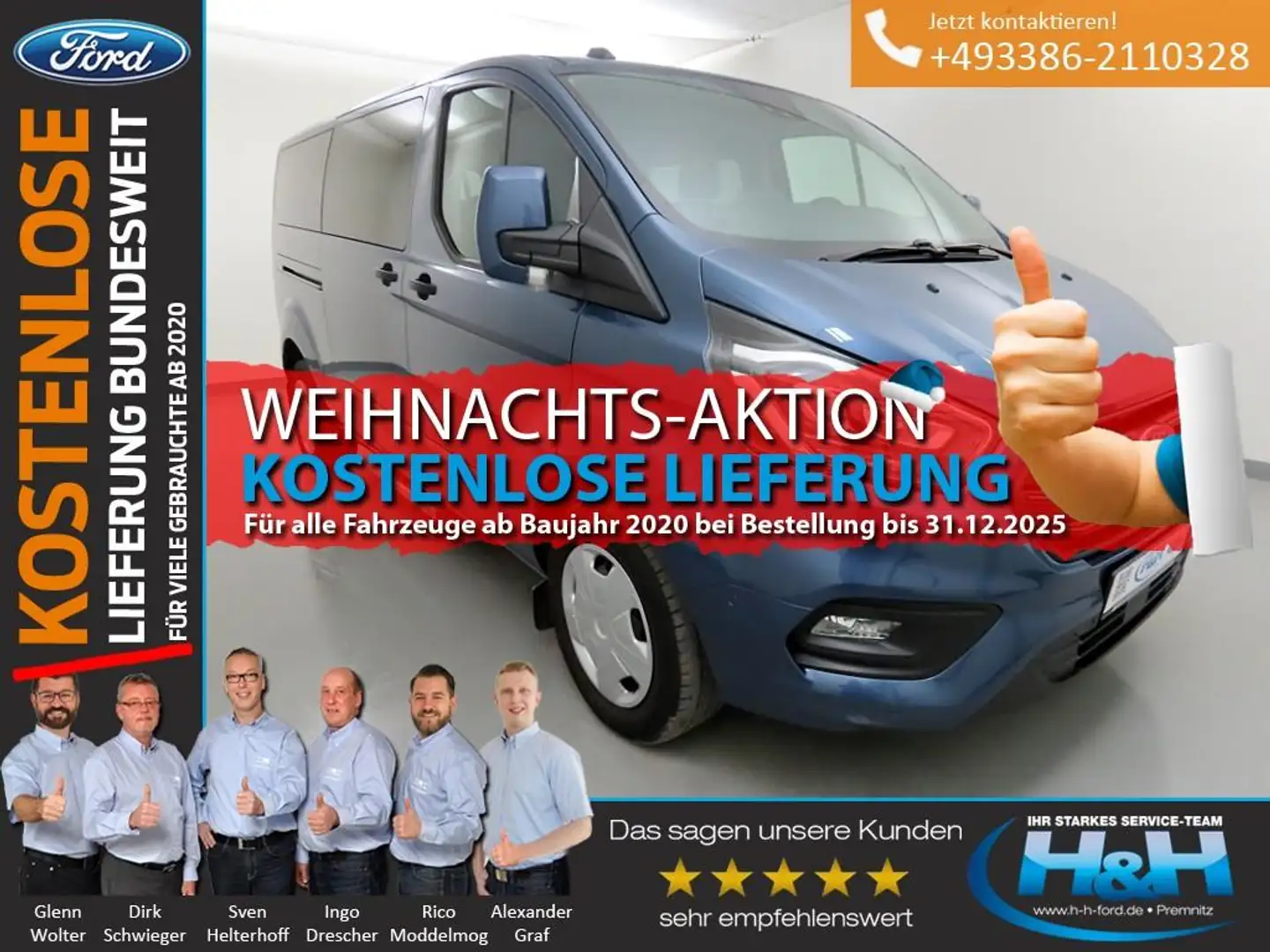 Ford Transit Custom 2.0 Aut L2 Trend Bi-Xenon+Kam Albastru - 1