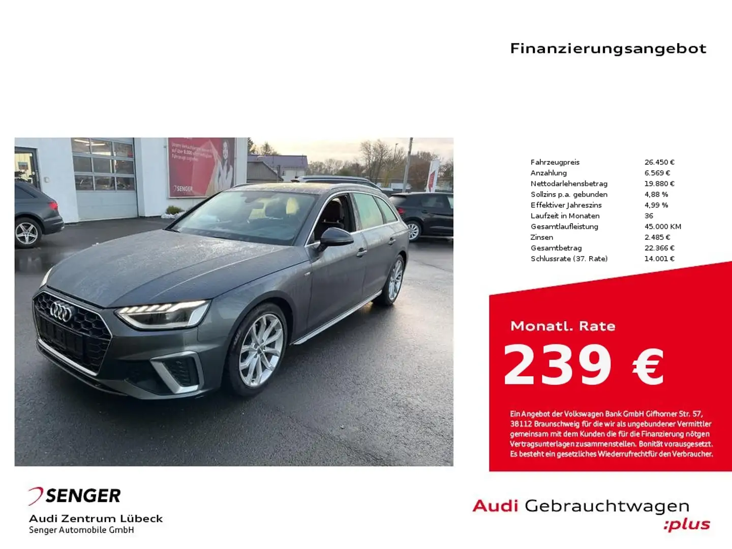 Audi A4 Avant 35 TFSI S line Navi HuD Virtual-Cockpit Grau - 1