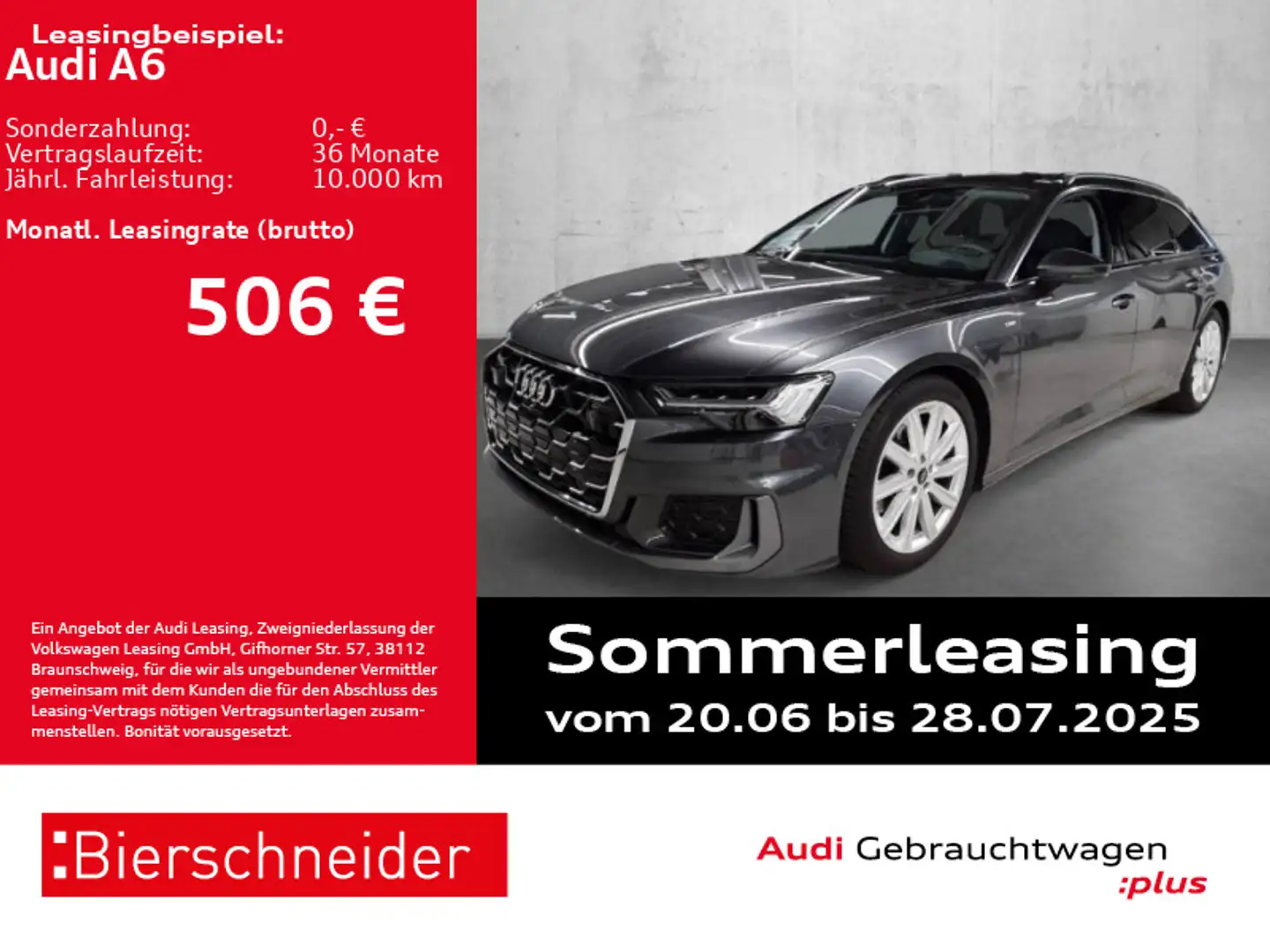 Audi A6 Av 40 TDI qu S-Line AHK MATRIX PANO HuD 360 2 Grau - 1
