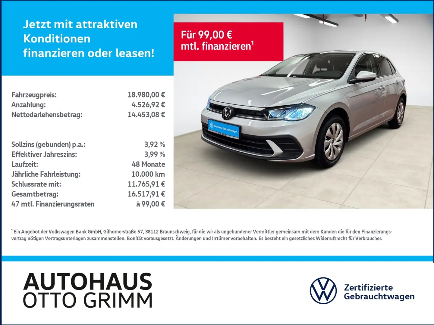 Volkswagen Polo 1.0 TSI Life KLIMA LED NAVI Silber - 1